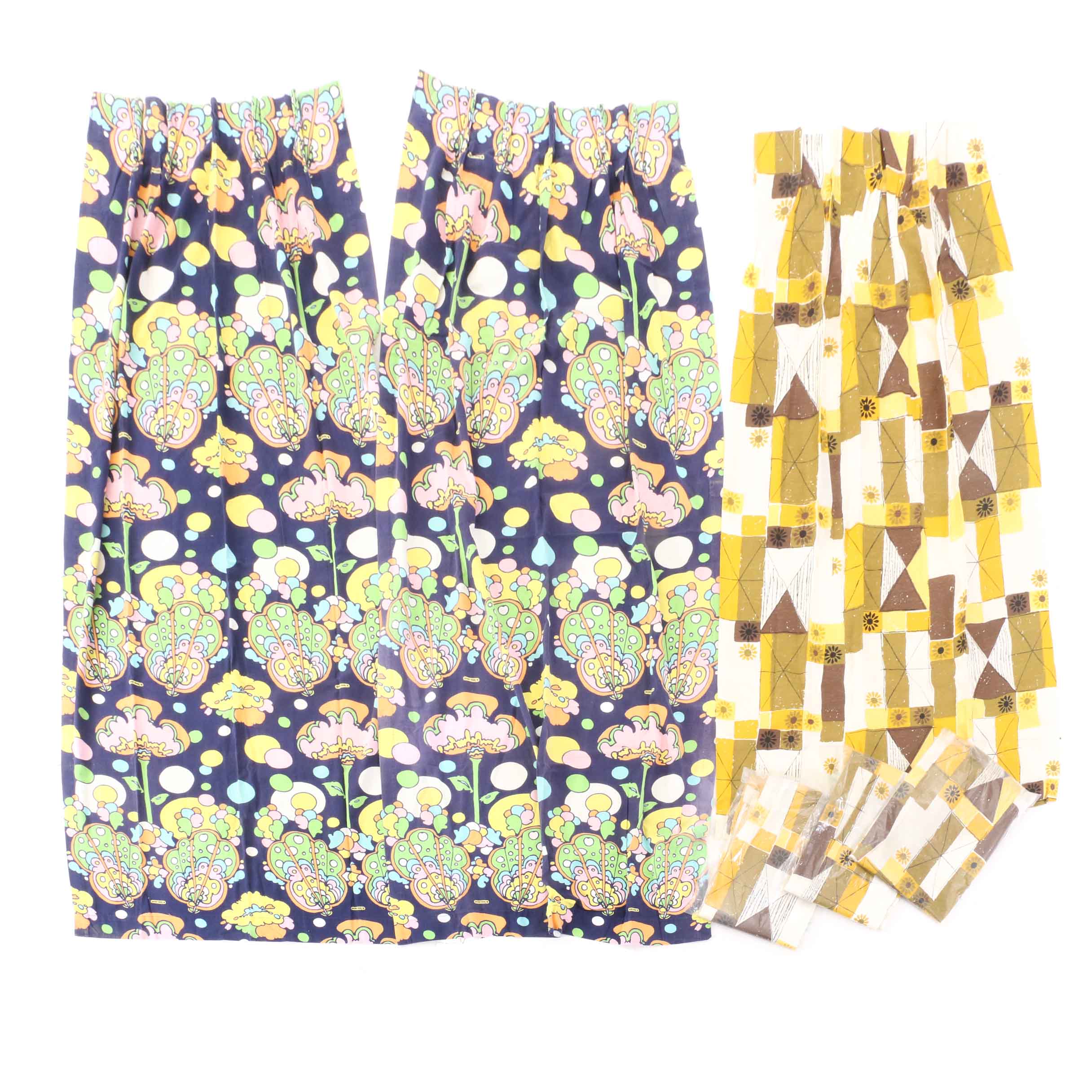 Vintage Window Treatment Panels Featuring Peter Max