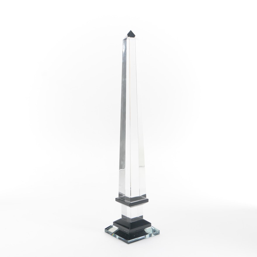 Contemporary Clear Glass Obelisk Attributed to A&B Home