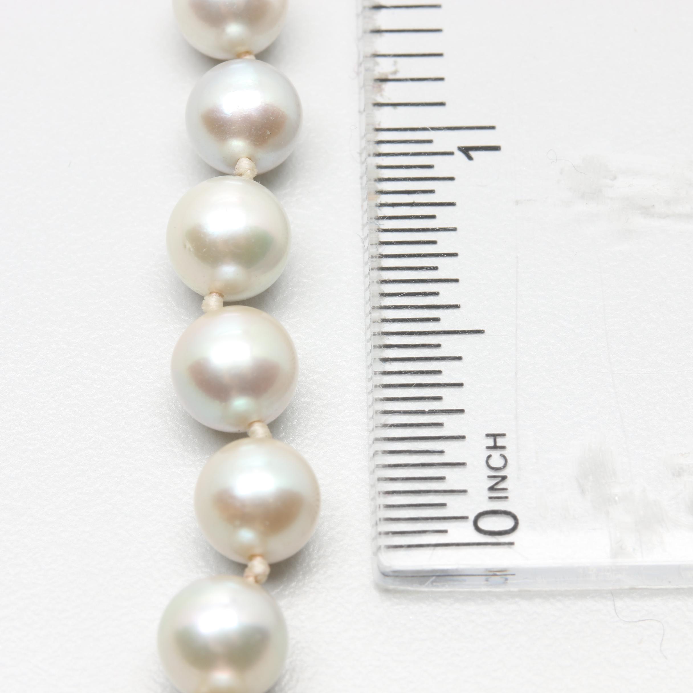 14K White Gold Cultured Pearl Necklace