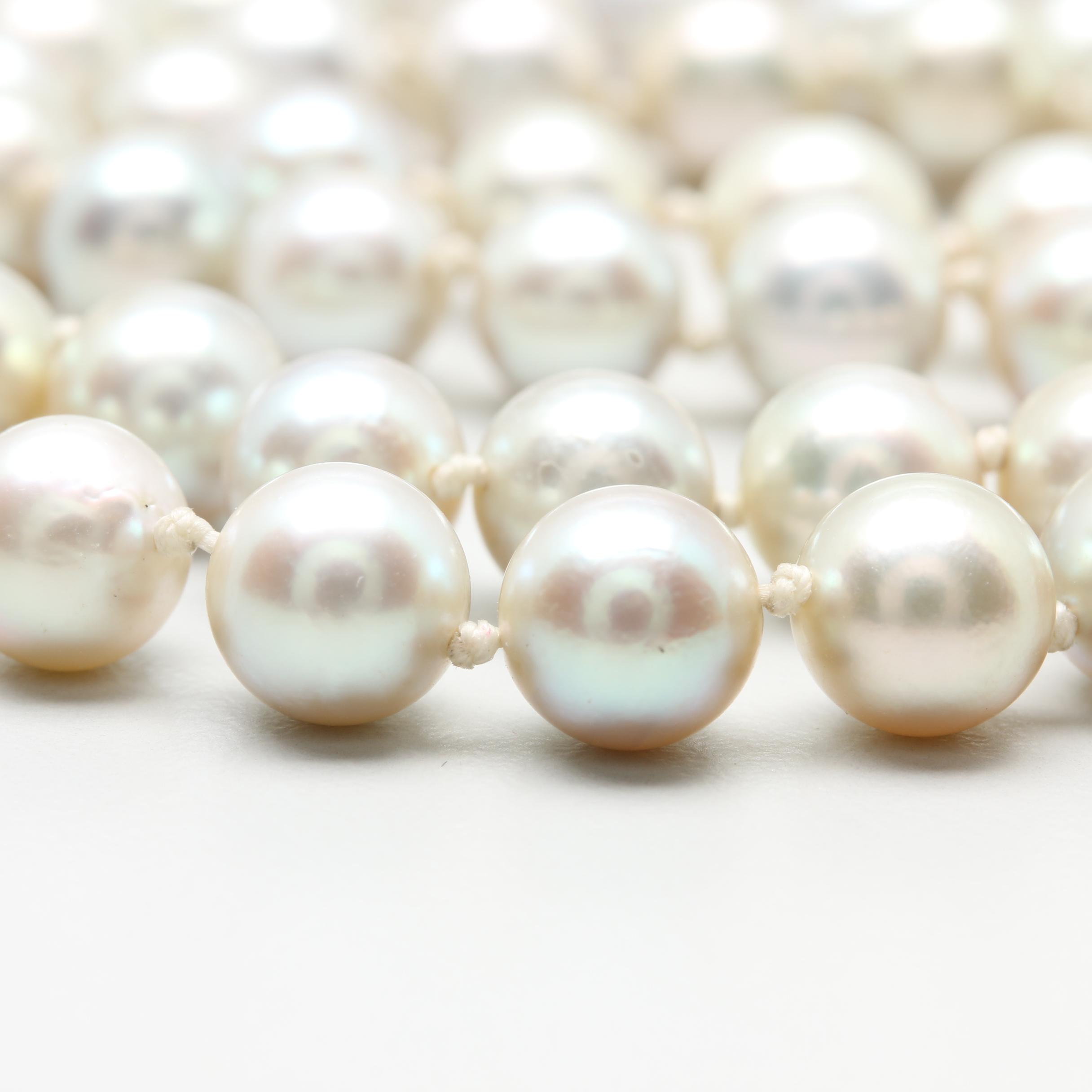 14K White Gold Cultured Pearl Necklace
