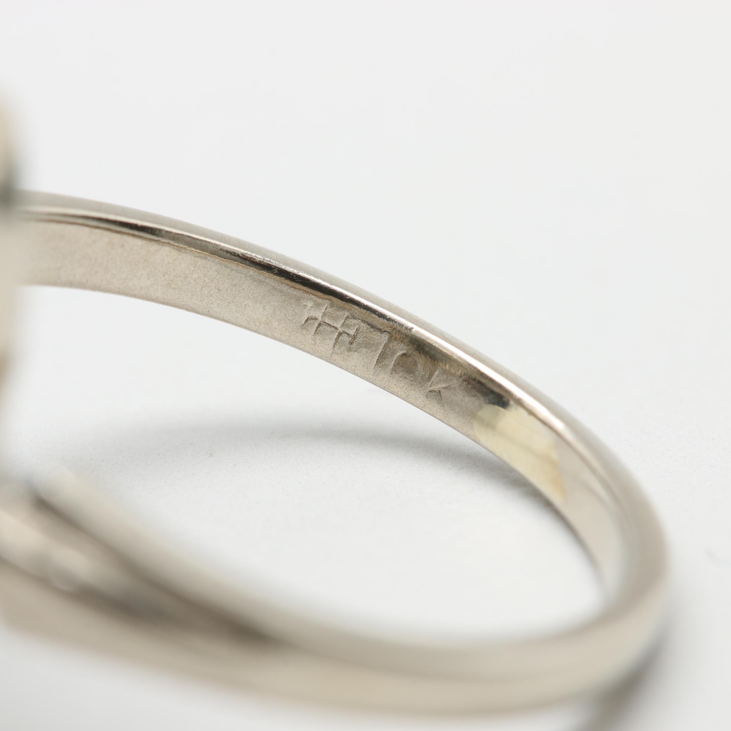 10K White Gold Black Synthetic Spinel Ring