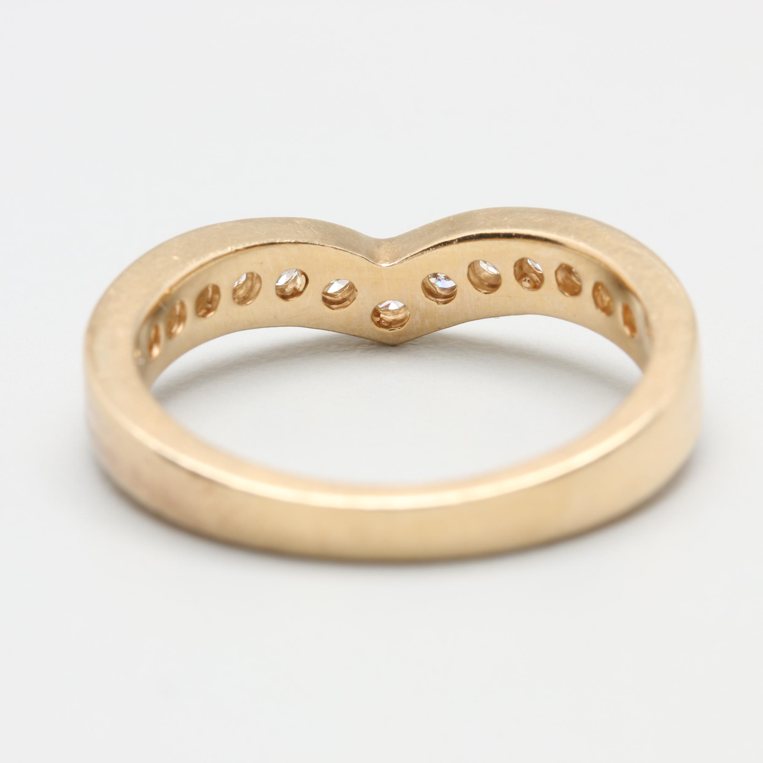 14K Yellow Gold Diamond Chevron Ring