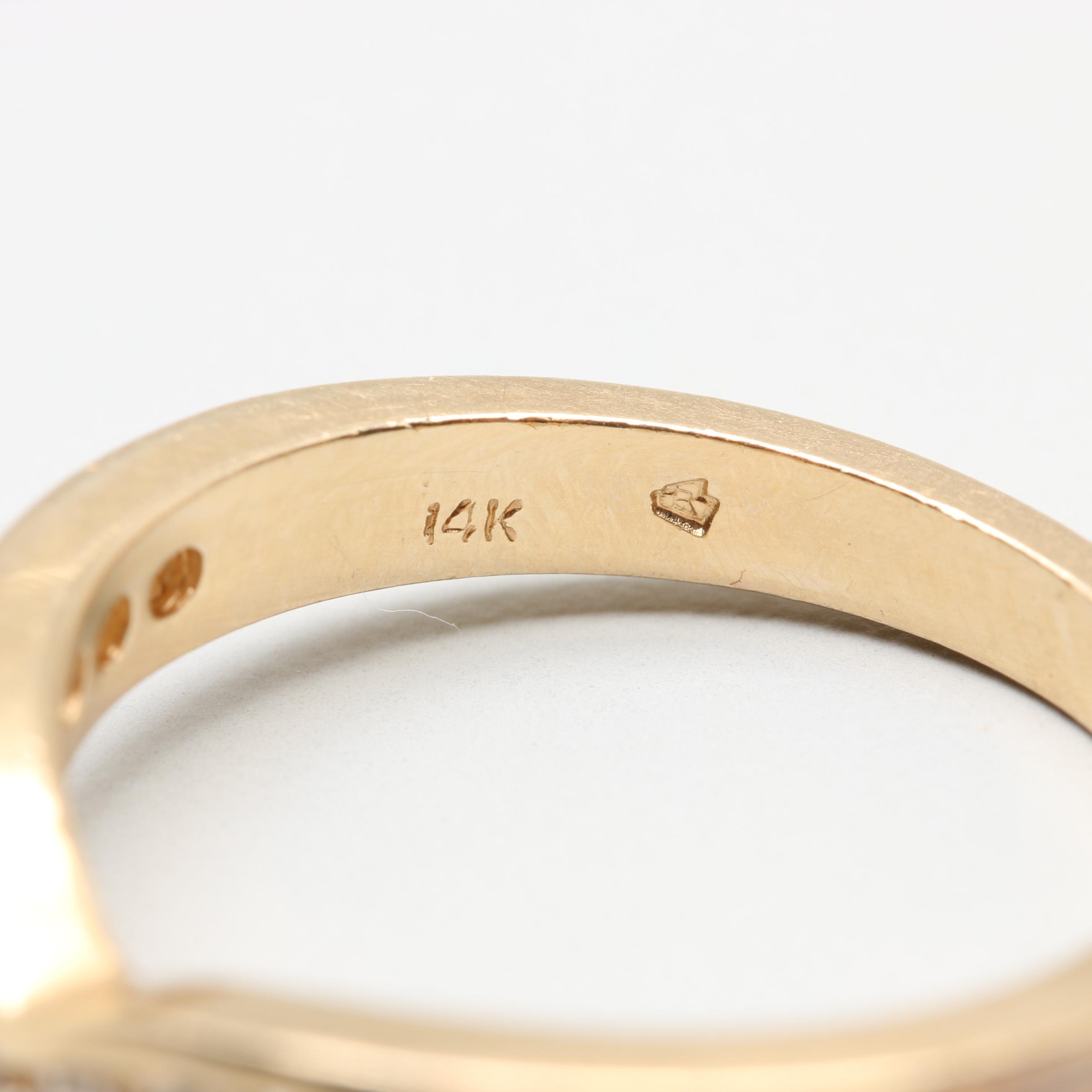 14K Yellow Gold Diamond Chevron Ring