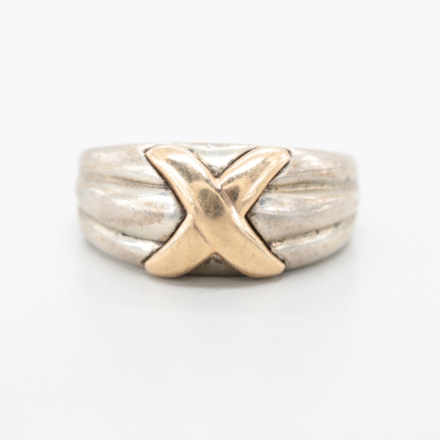 Sterling Silver Ring With 14K Yellow Gold Accent