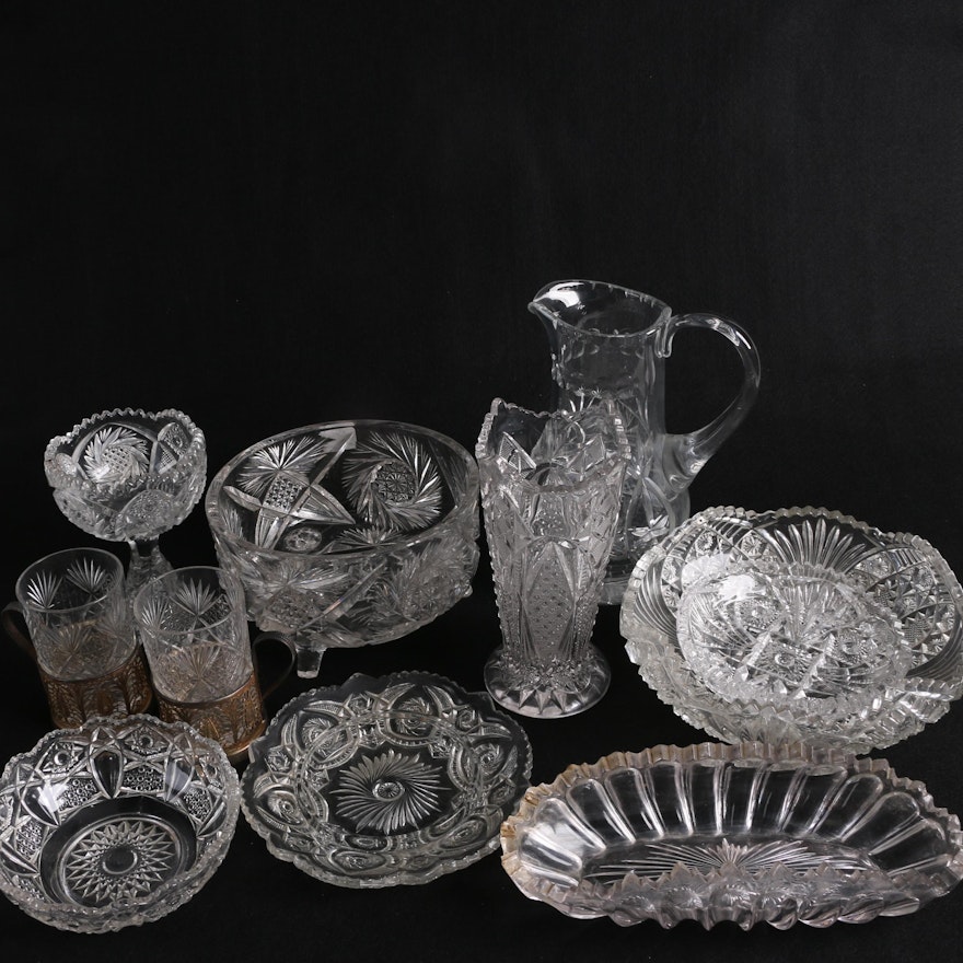 Vintage Cut and Pressed Glass Serveware