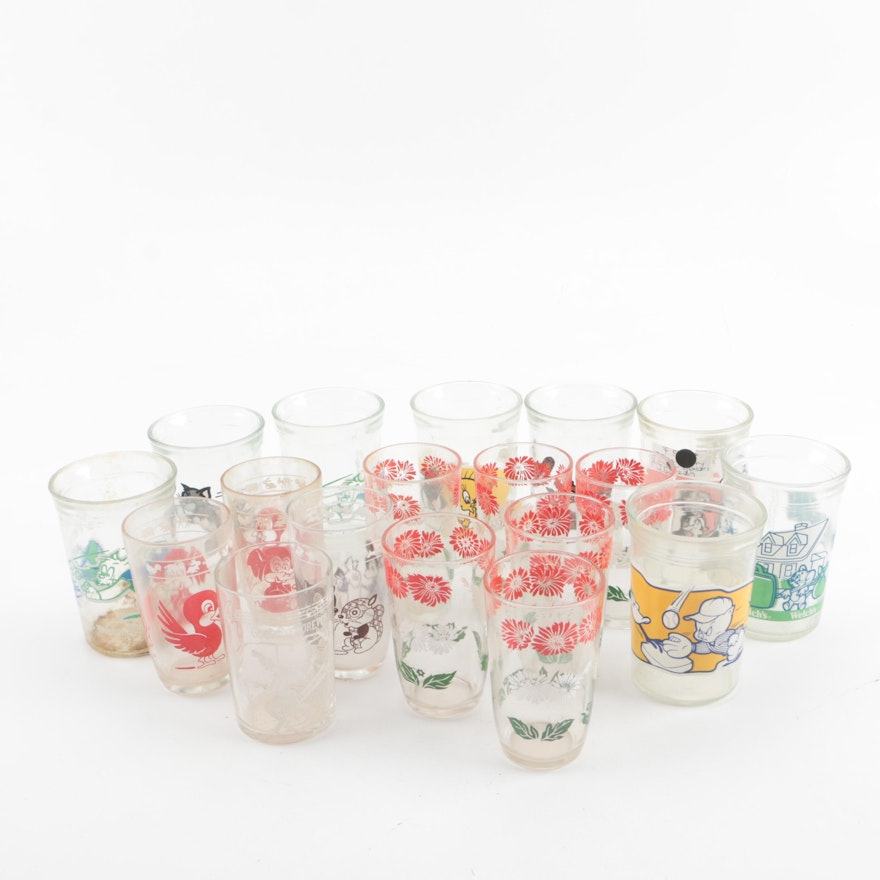 Vintage Tumblers and Juice Glasses Including "Goodbye Forever, Prohibition"