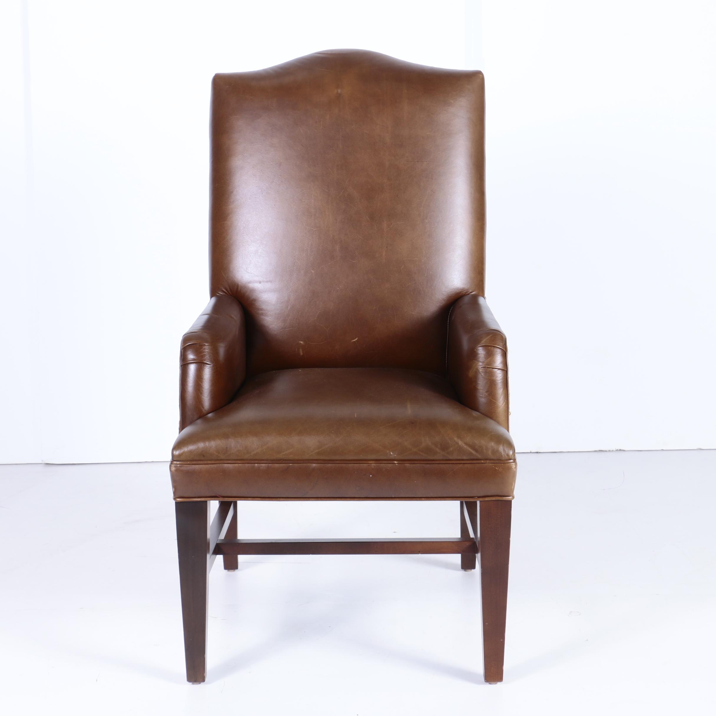 Three Leather and Kilim Upholstered Dining Chairs