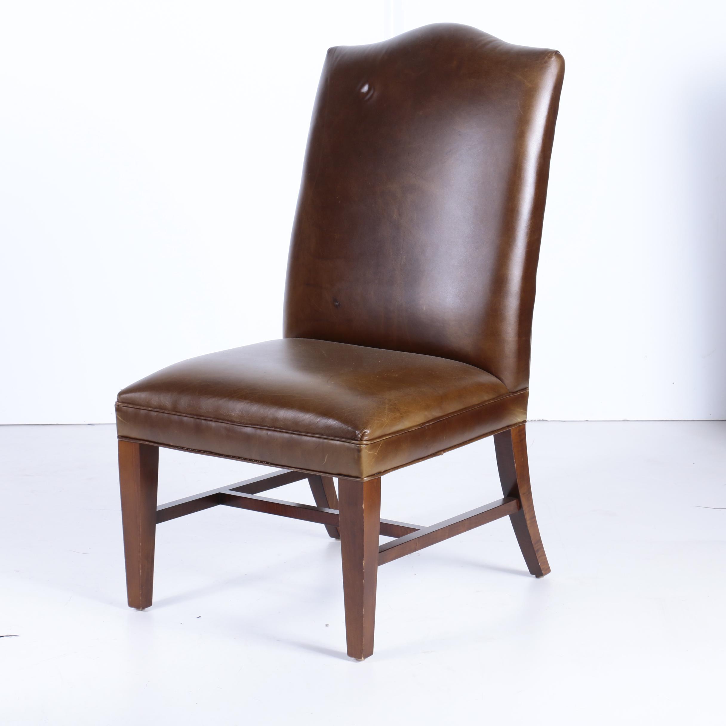 Three Leather and Kilim Upholstered Dining Chairs