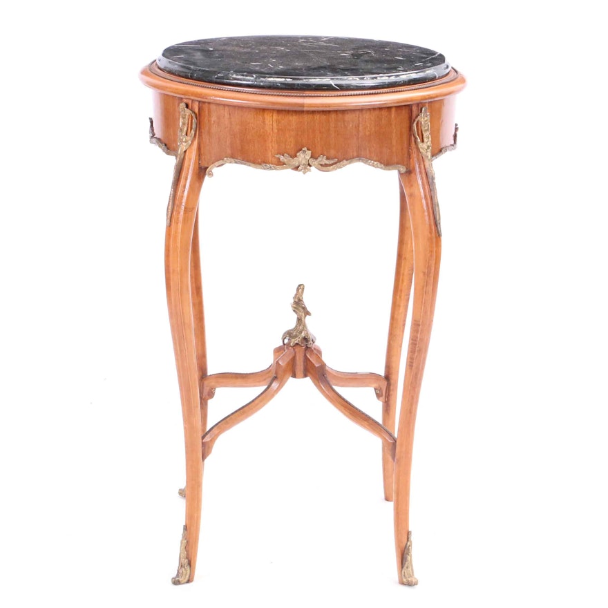 Mahogany French Style Table with Marble Top