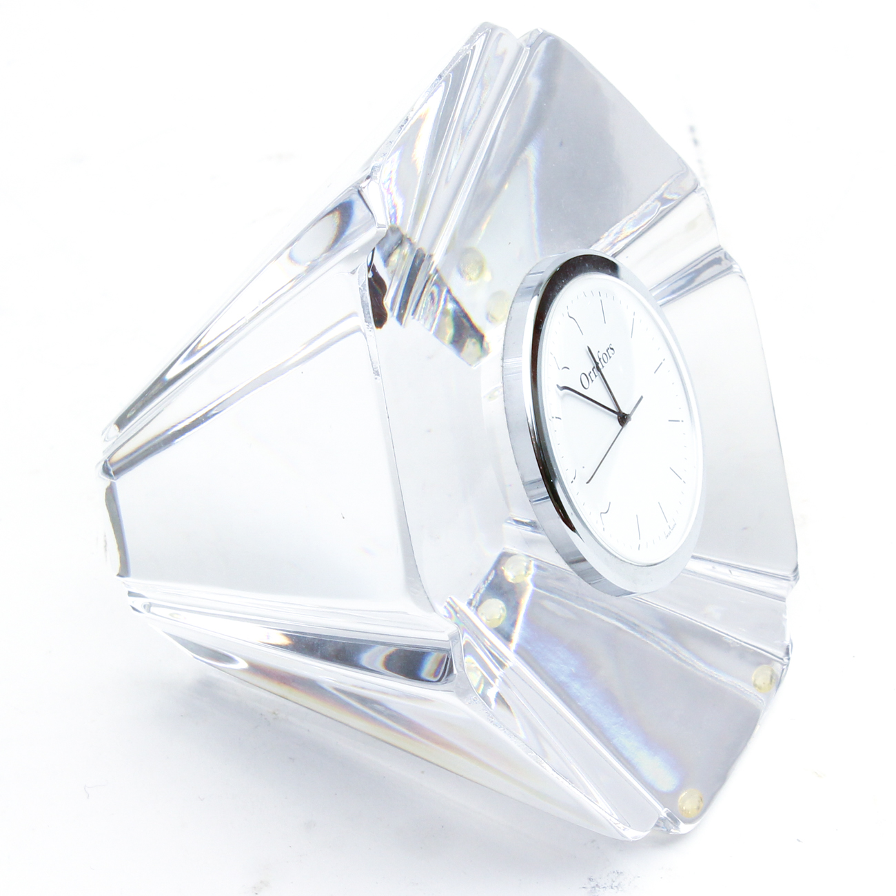 Orrefors "Orion" Crystal Desk Clock