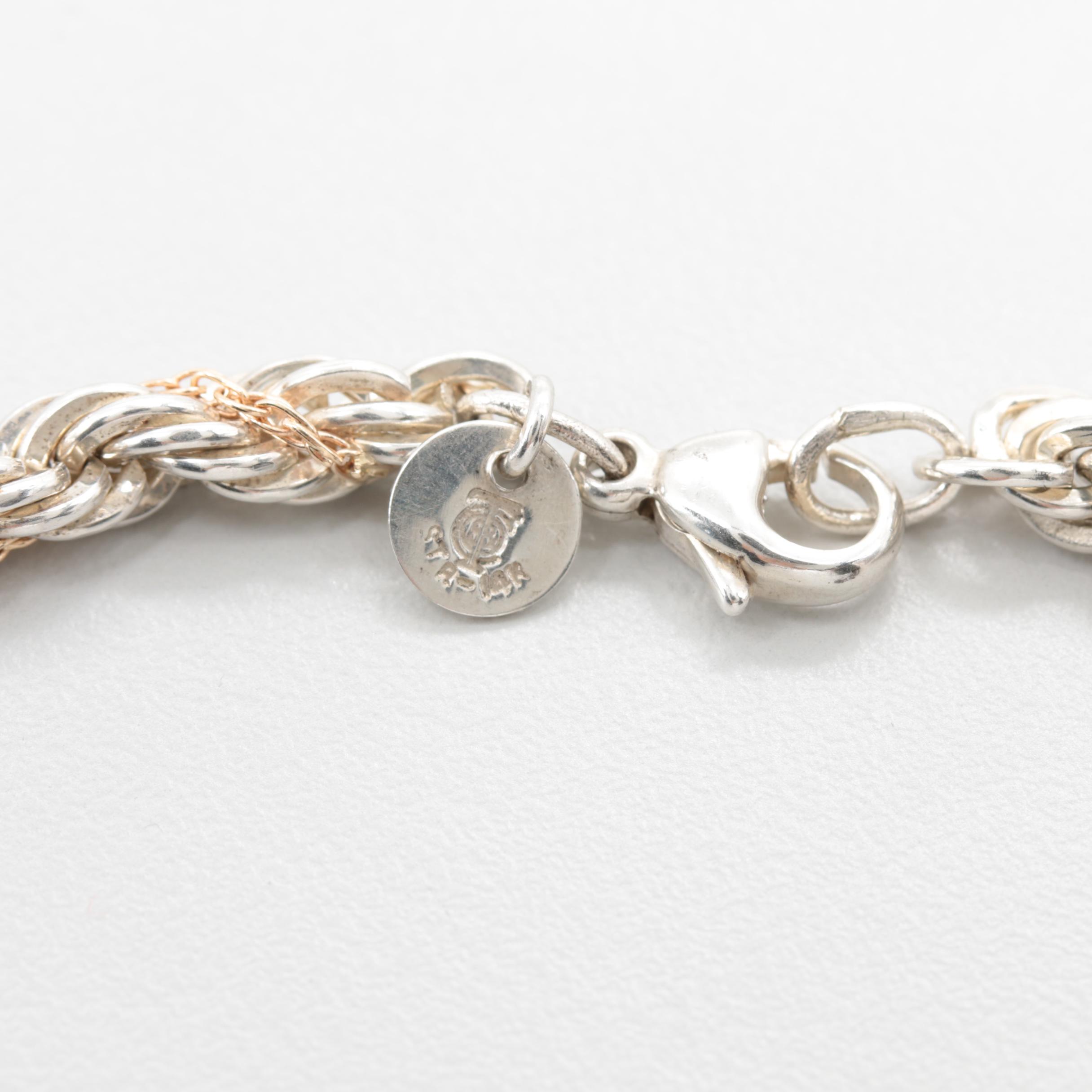 Tiffany & Co. Sterling Silver and 14K Yellow Gold Twisted Rope Chain Necklace