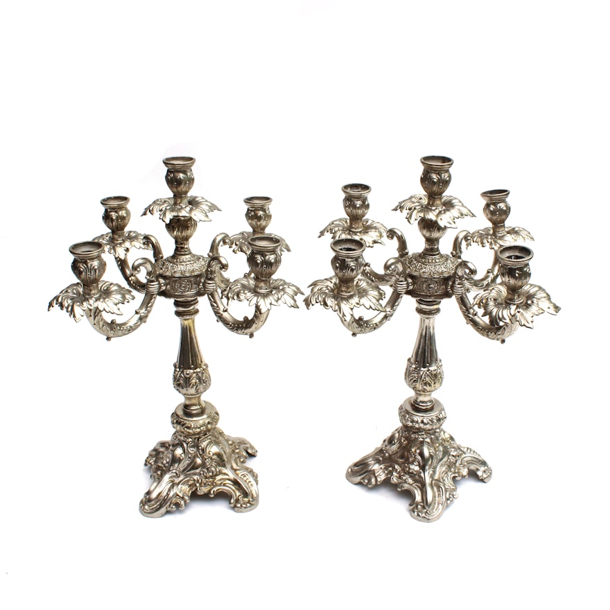 Ornate Rococo Style Cast Metal Girandoles