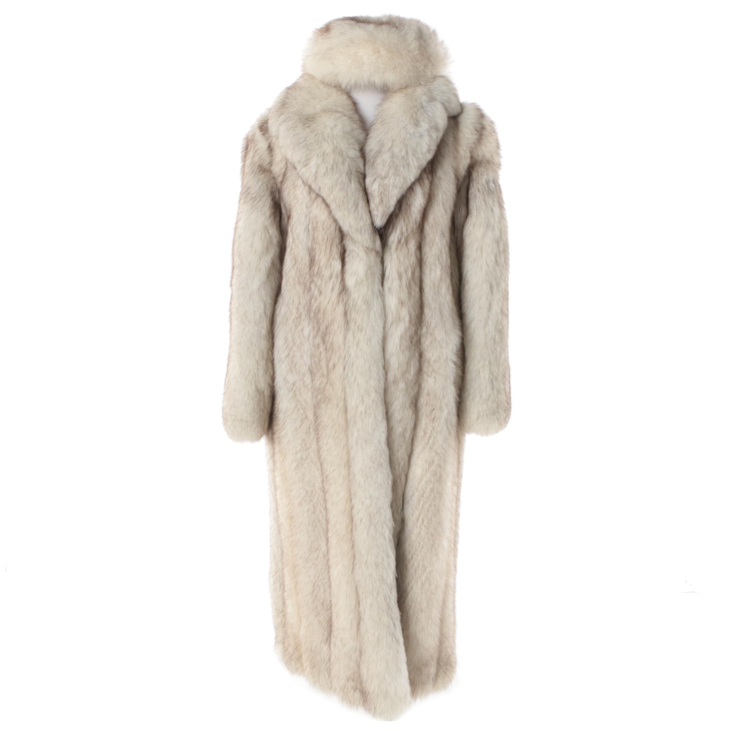 Women's Vintage Anchorage Fur Factory Blue Fox Fur Coat and Vincent + Bill Hat