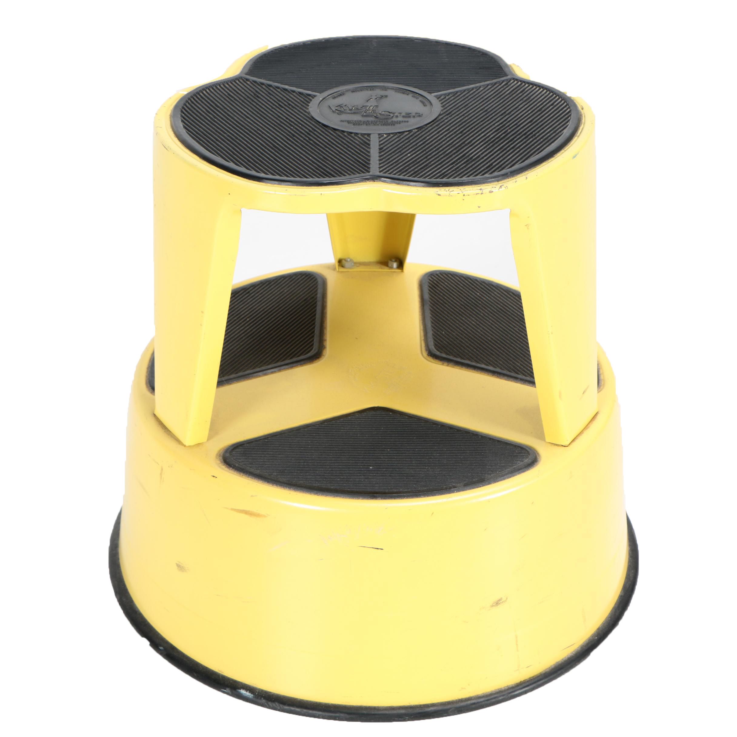 Vintage Yellow Metal Rolling Step Stool by Kik Step