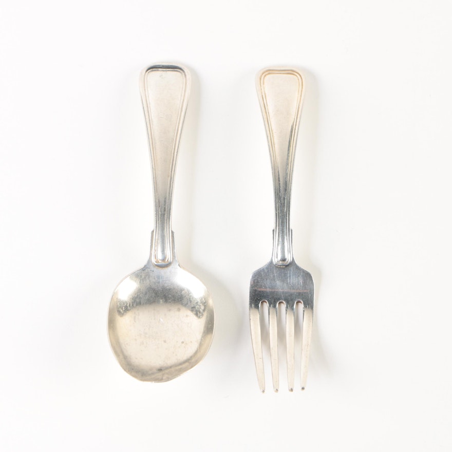Gorham "Old French" Sterling Silver Baby Fork and Spoon Pair