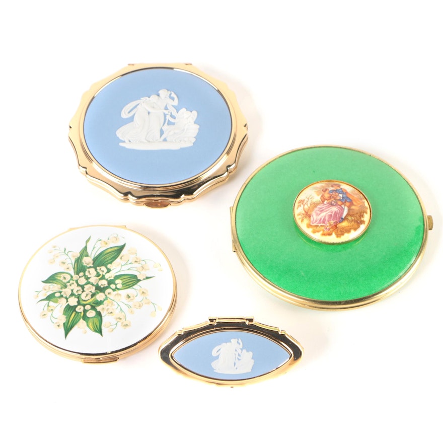 Vintage Compacts Including Stratton with Wedgwood Jasperware Cameos