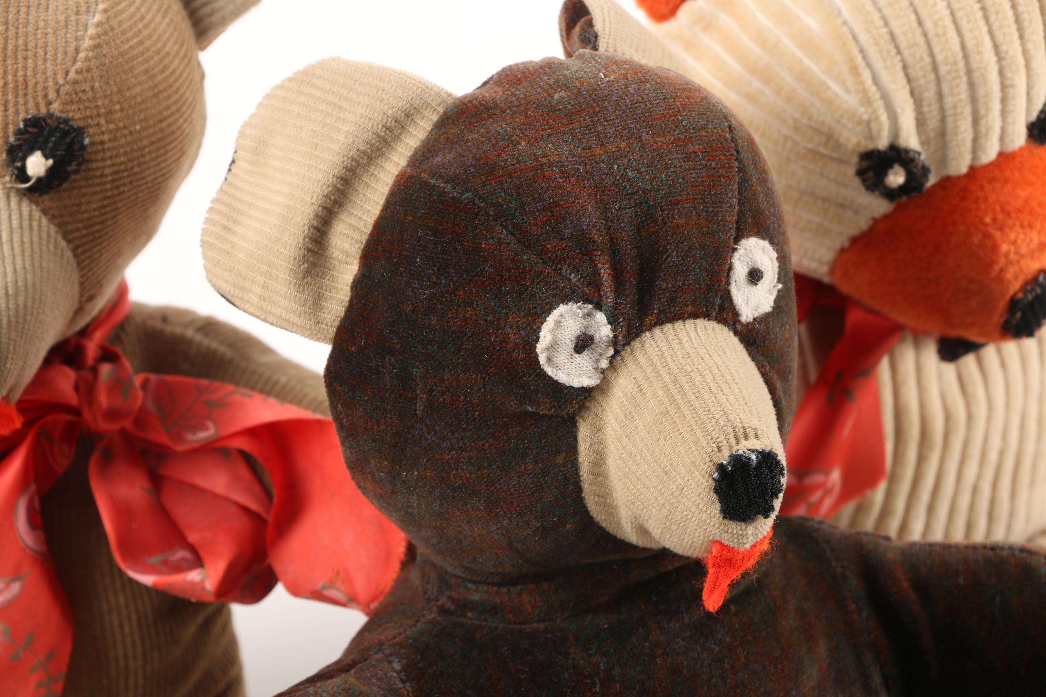 Vintage Handmade Corduroy Teddy Bears
