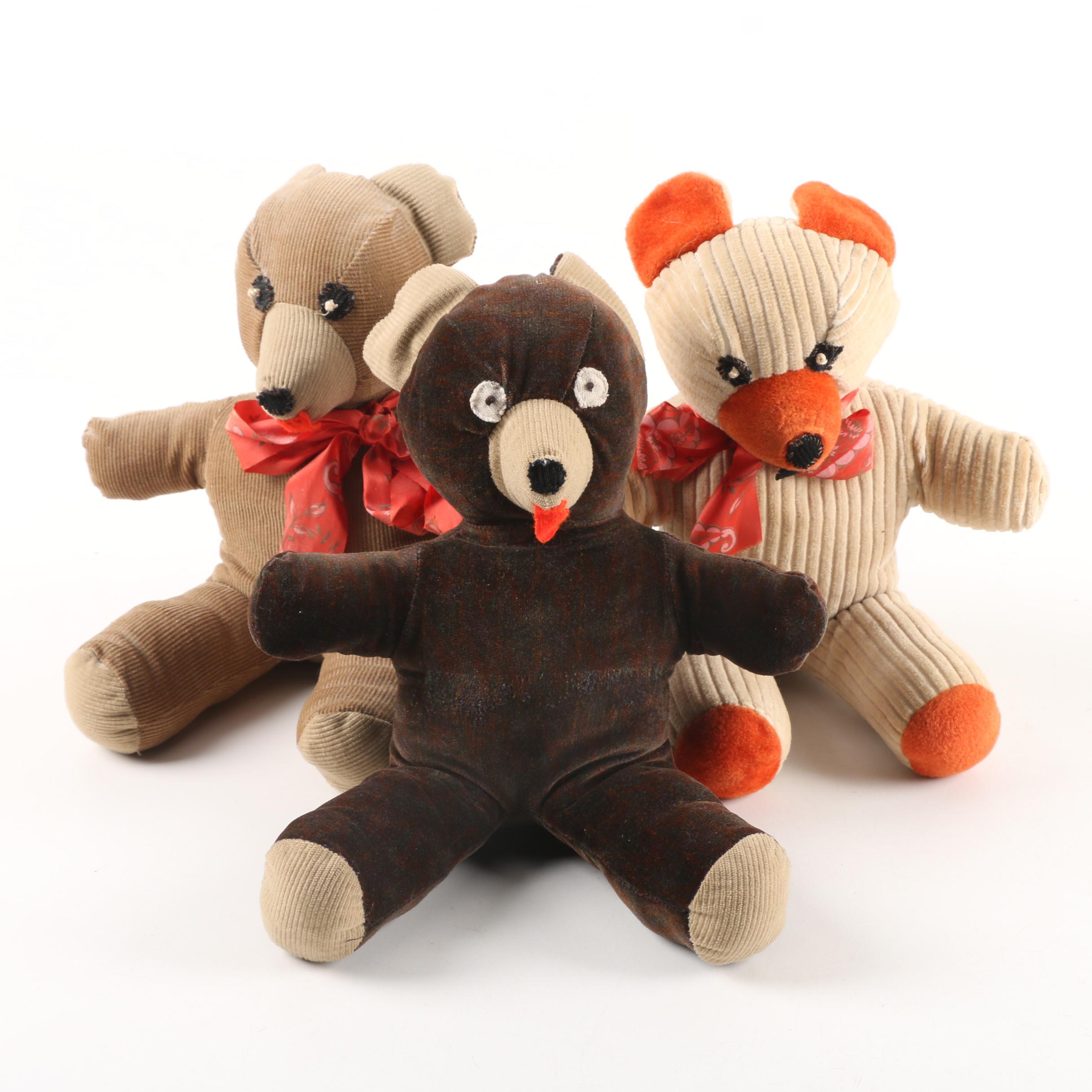 Vintage Handmade Corduroy Teddy Bears