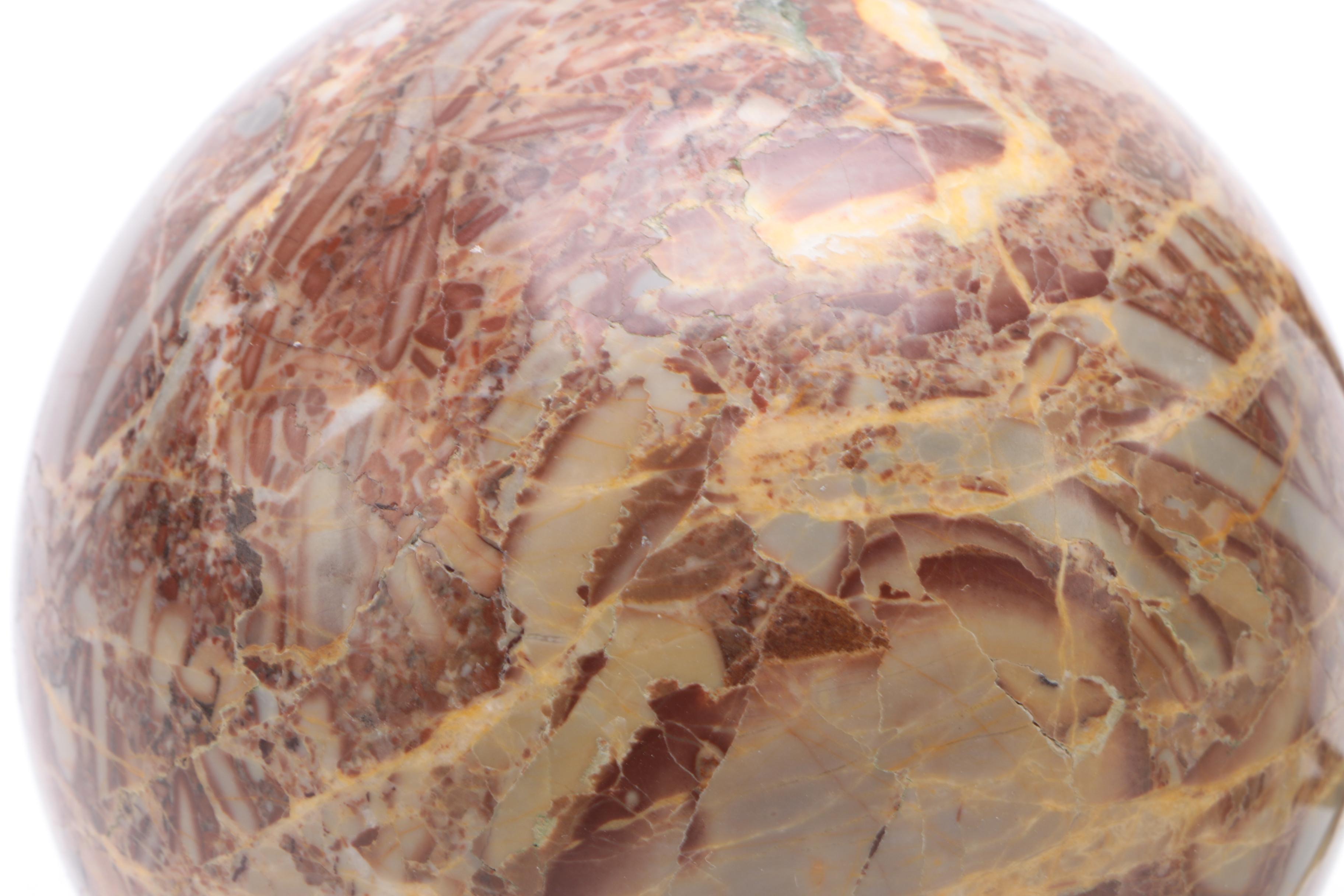 Decorative Orbs on Stands Featuring Marble and Rhodonite