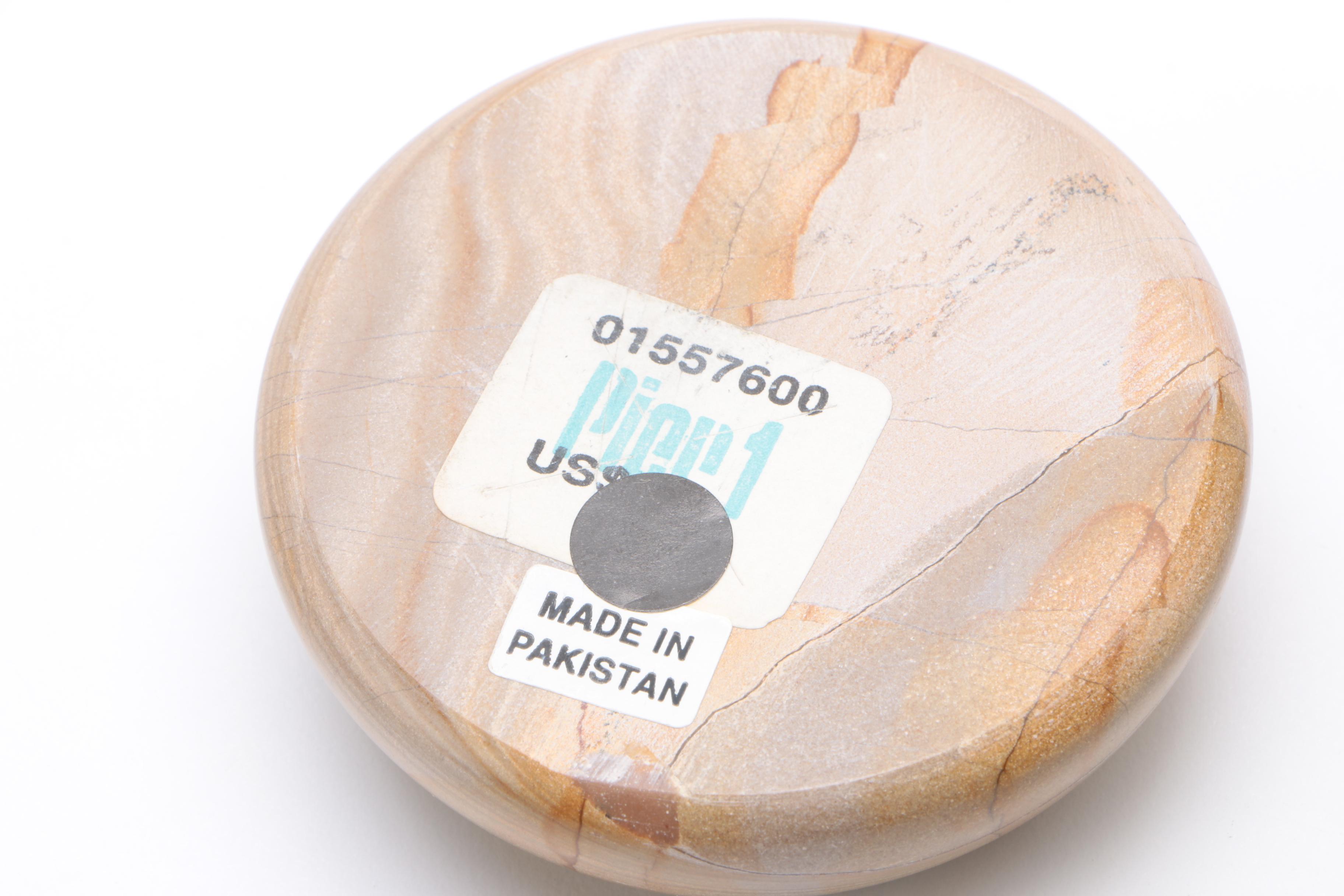 Decorative Orbs on Stands Featuring Marble and Rhodonite