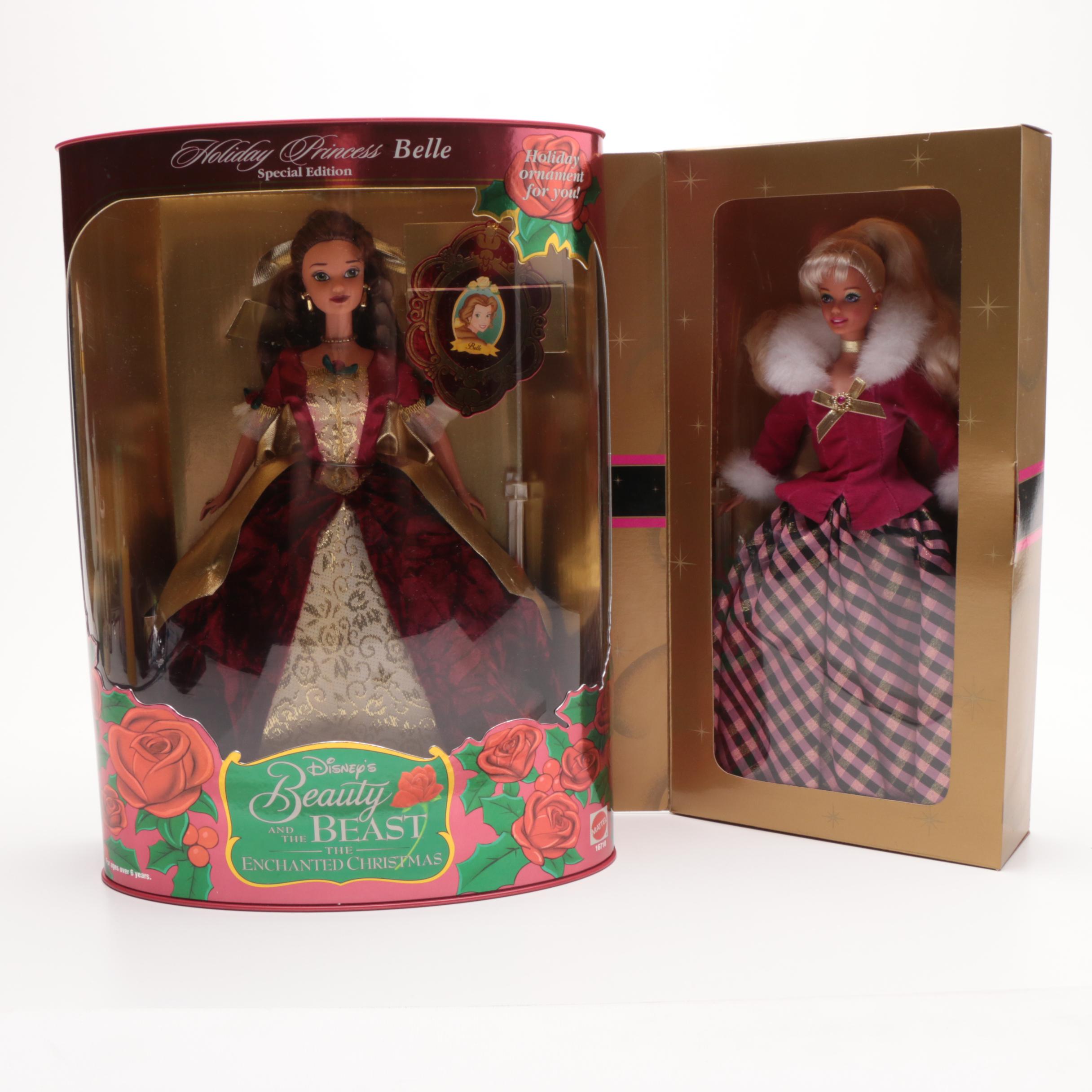 1996 "Winter Rhapsody" Barbie and 1997 "Holiday Princess Belle" Fashion Dolls