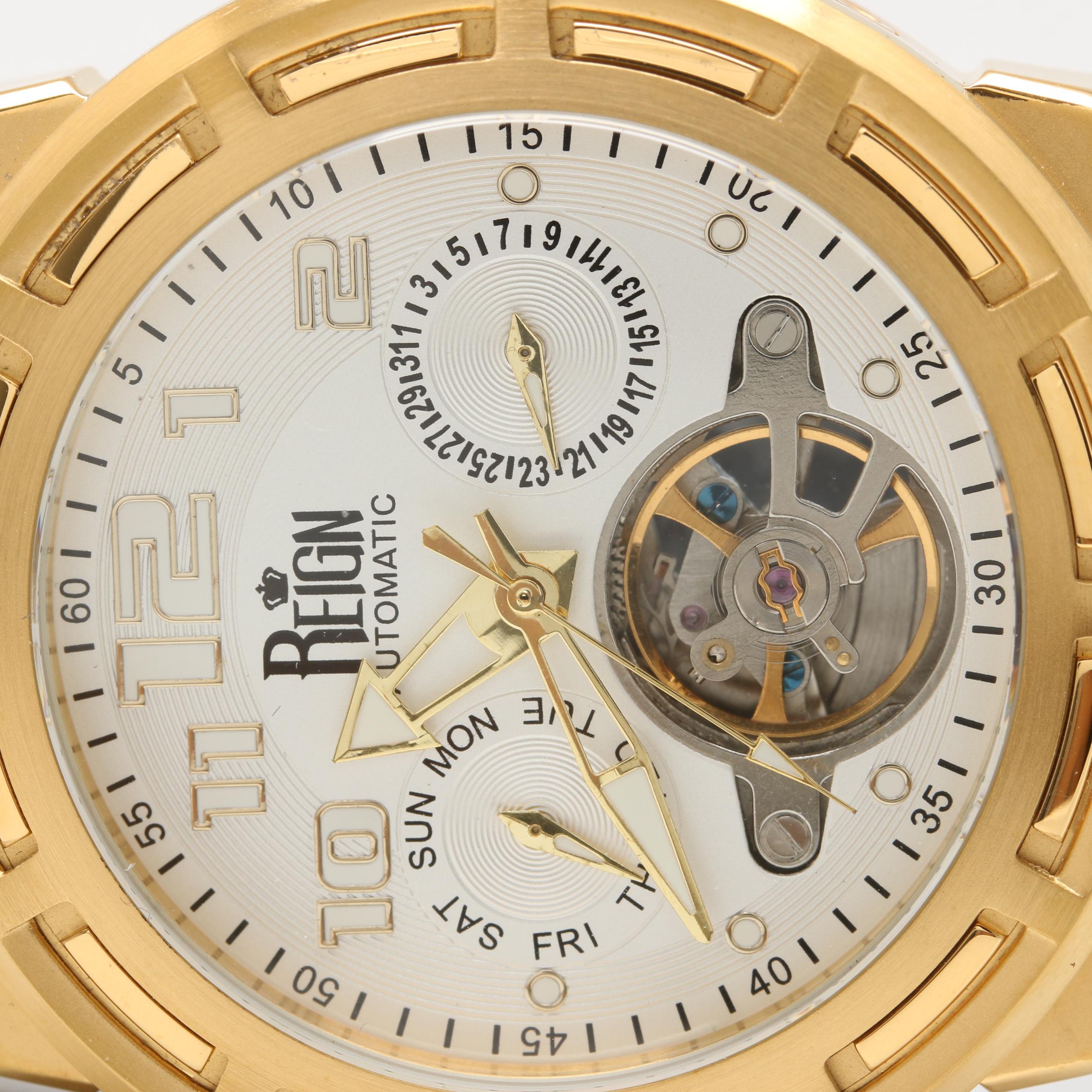 Reign "Rothschild" Yellow Tone Stainless Steel Watch