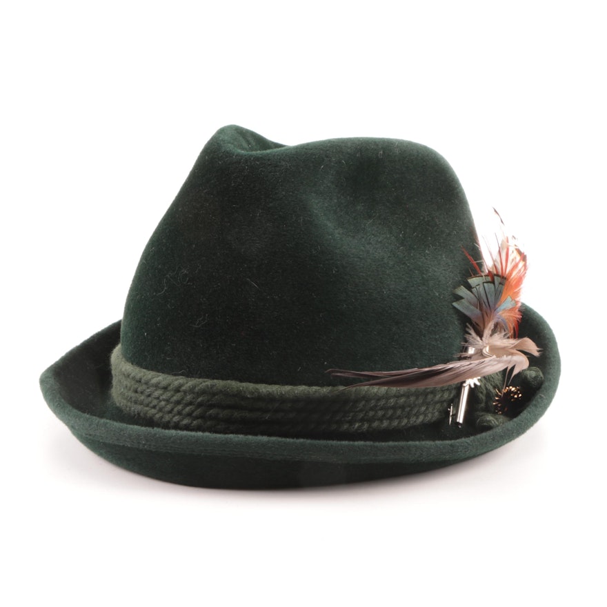Men's Vintage GK Danubia Austrian Forest Green Felted Rabbit Fur Alpine Hat
