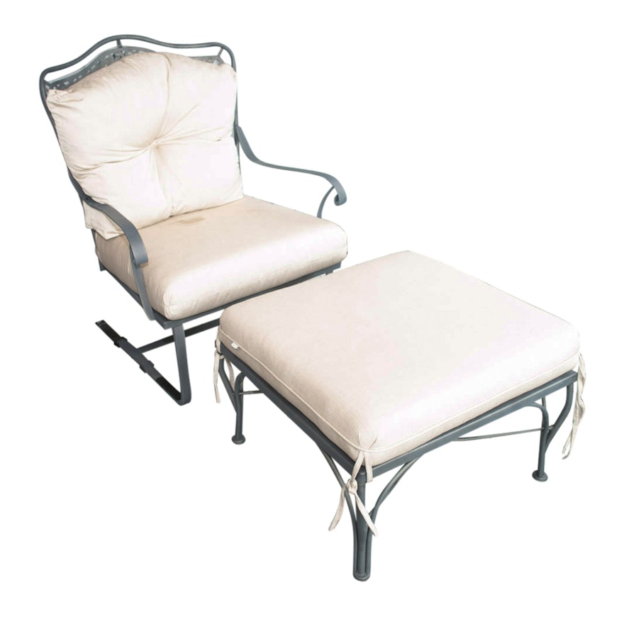 Metal Framed Patio Chair and Ottoman