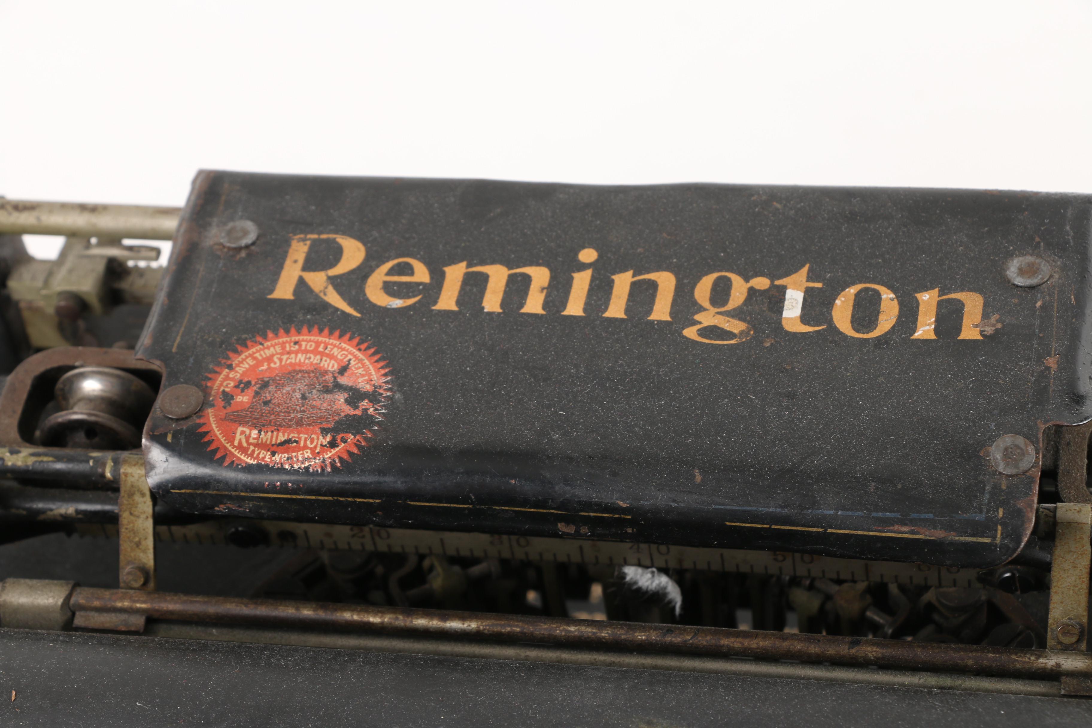 Vintage Remington Standard Typewriter, Button and Framed Advertisement