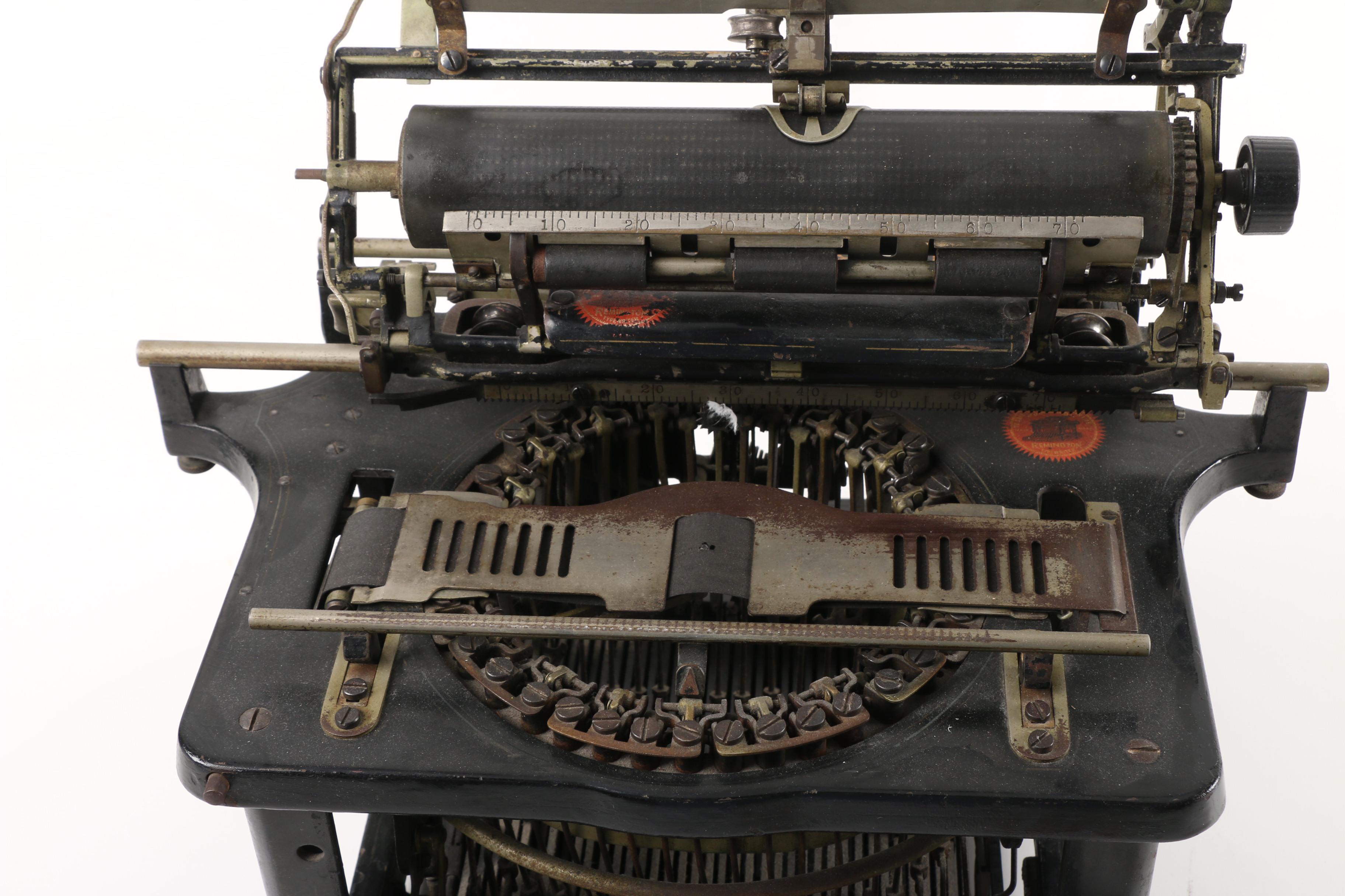 Vintage Remington Standard Typewriter, Button and Framed Advertisement