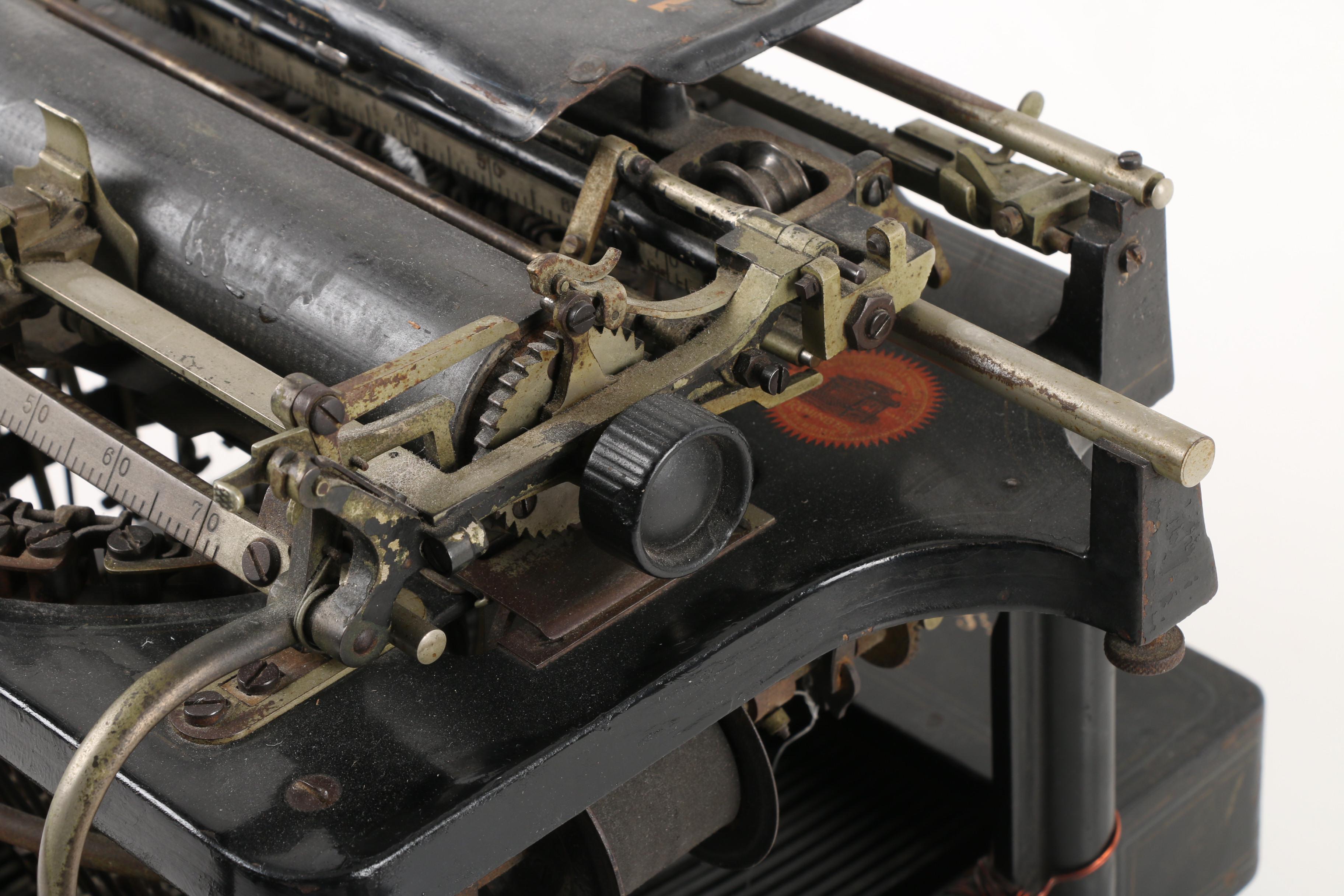 Vintage Remington Standard Typewriter, Button and Framed Advertisement