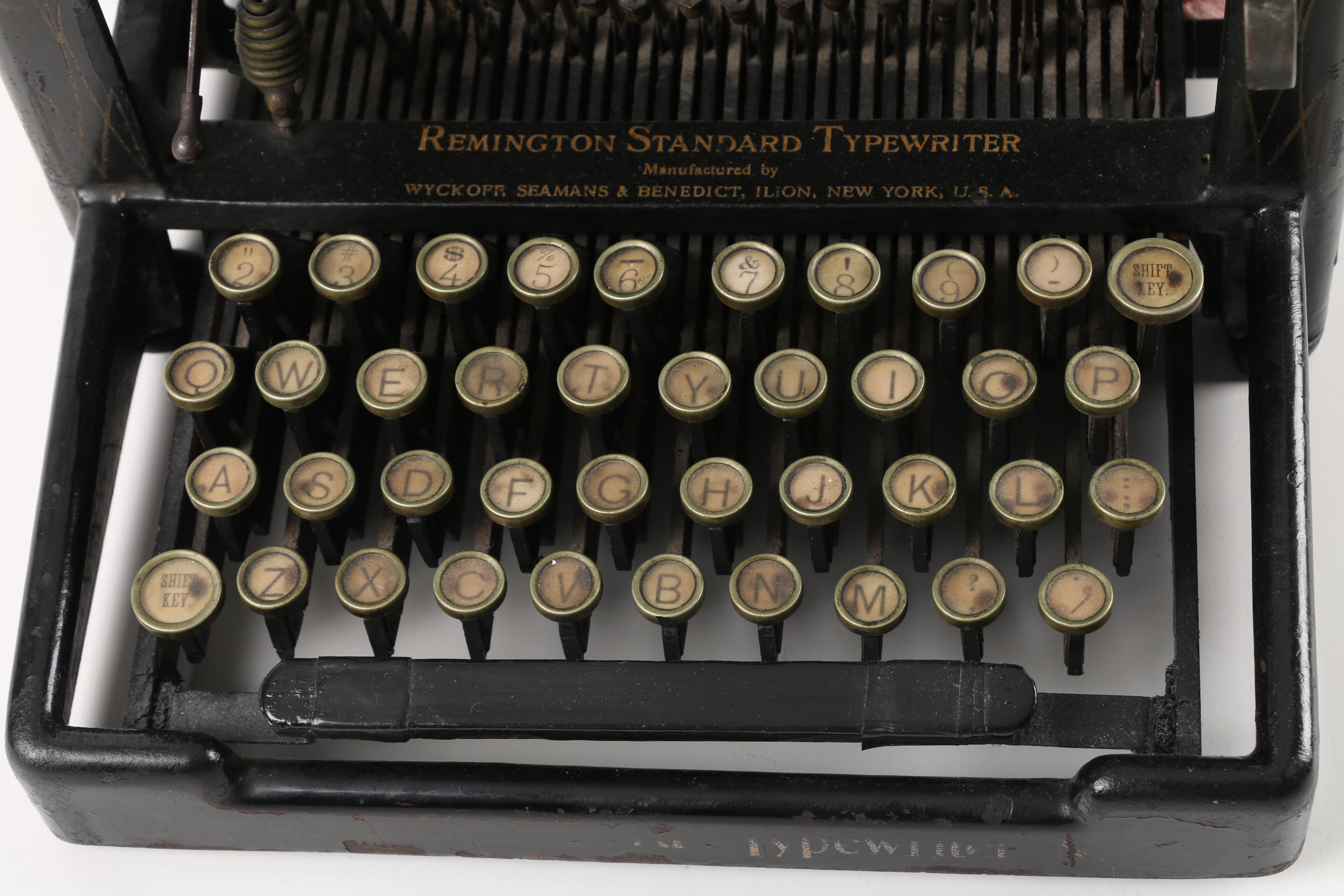 Vintage Remington Standard Typewriter, Button and Framed Advertisement