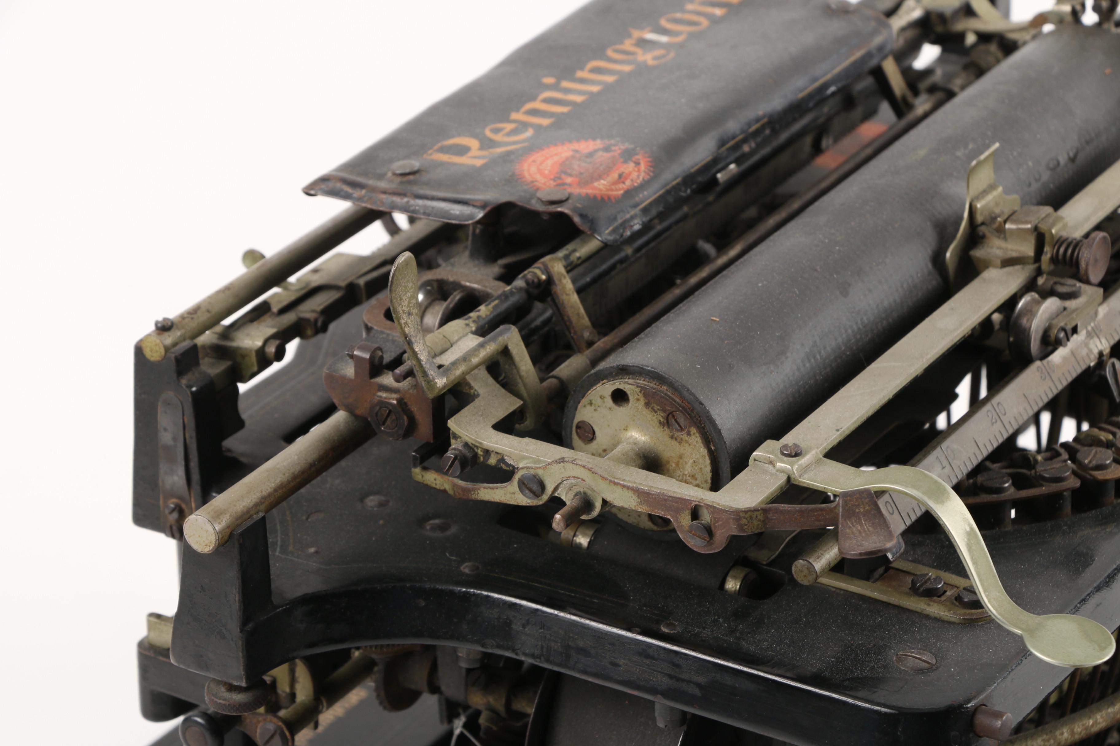 Vintage Remington Standard Typewriter, Button and Framed Advertisement