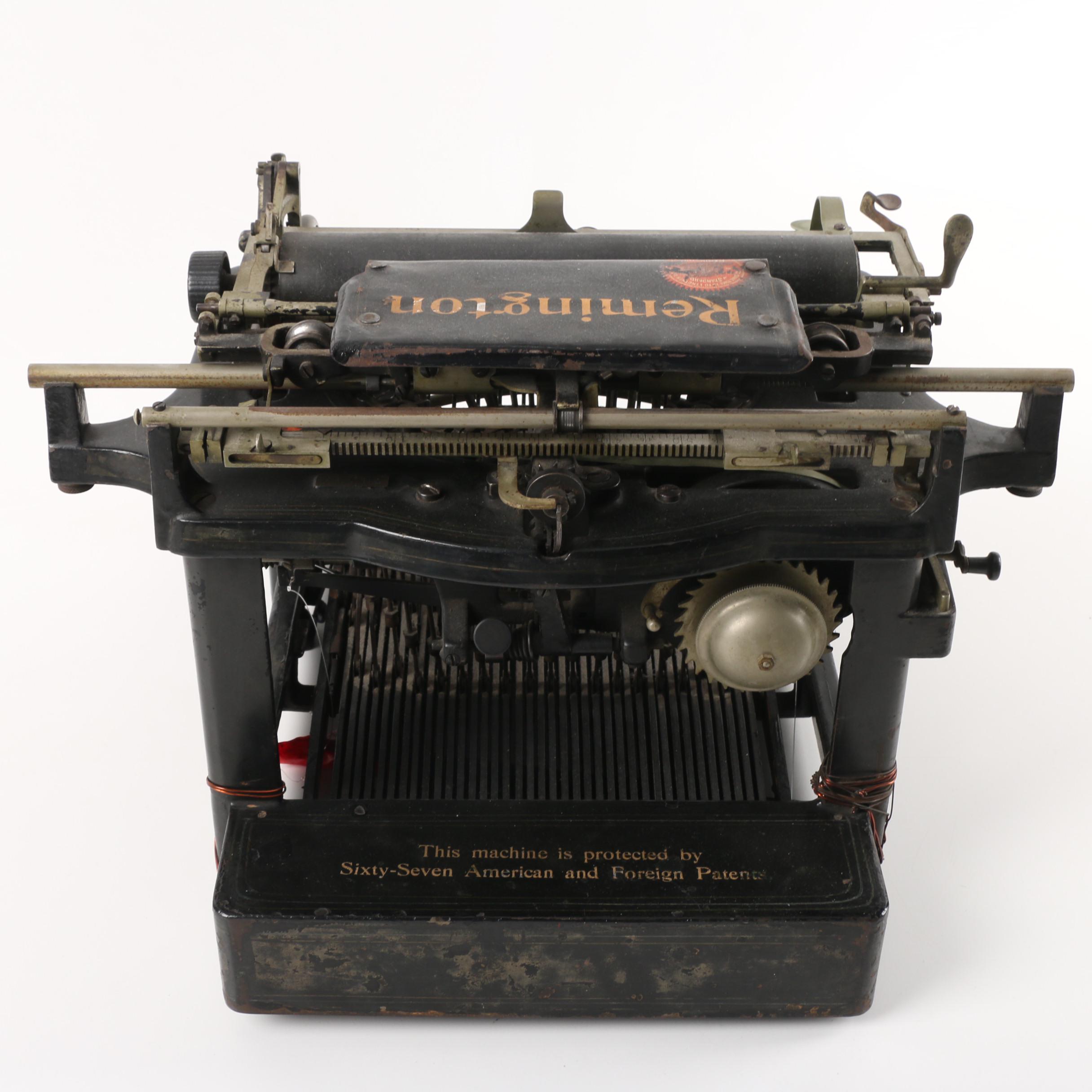 Vintage Remington Standard Typewriter, Button and Framed Advertisement