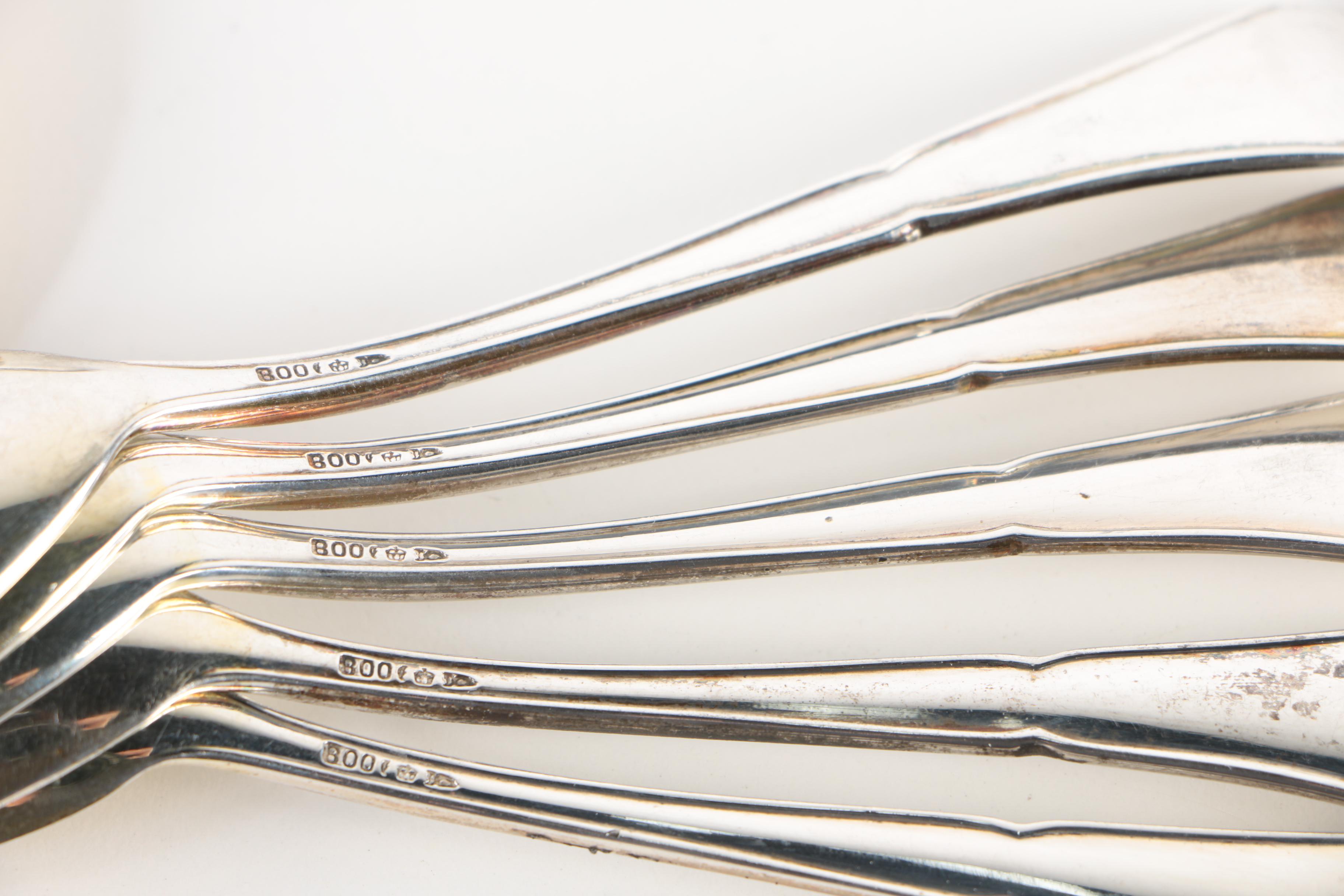 Bremer Silberwarenfabrik "Englisch Chippendale" German 800 Silver Spoons