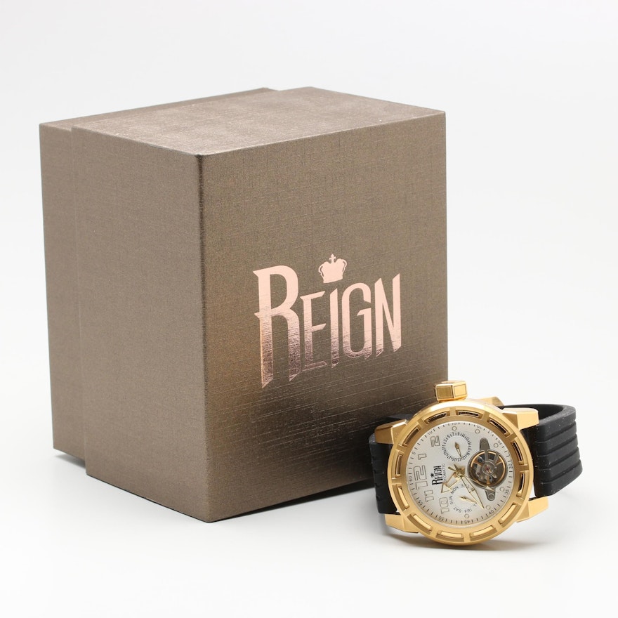 Reign "Rothschild" Yellow Tone Stainless Steel Wristwatch