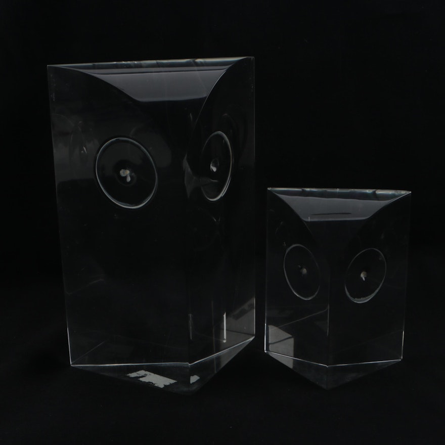 Danish Modern Style Acrylic Owl Figurines