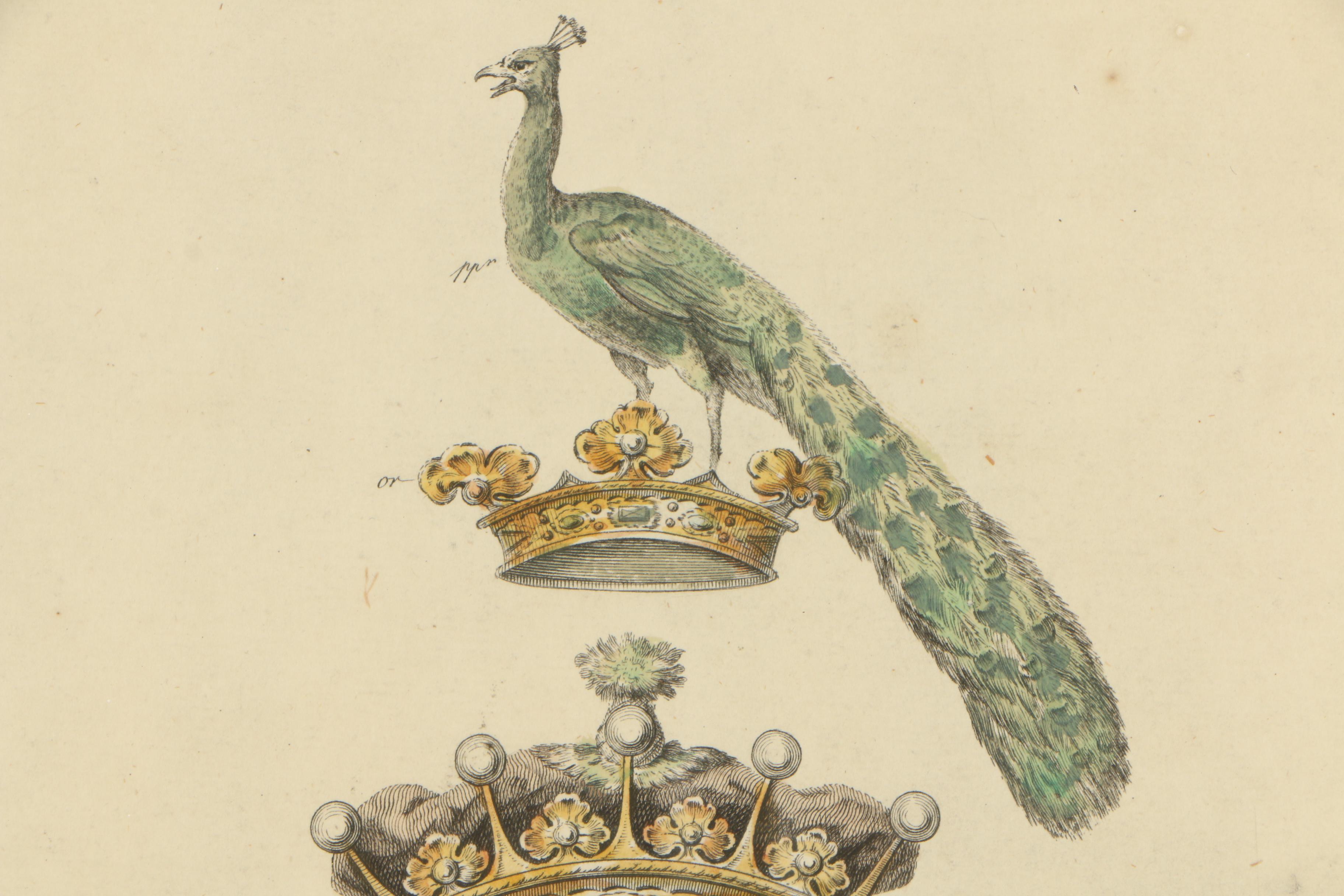 Harcourt Family Coat of Arms Hand Colored Engraving