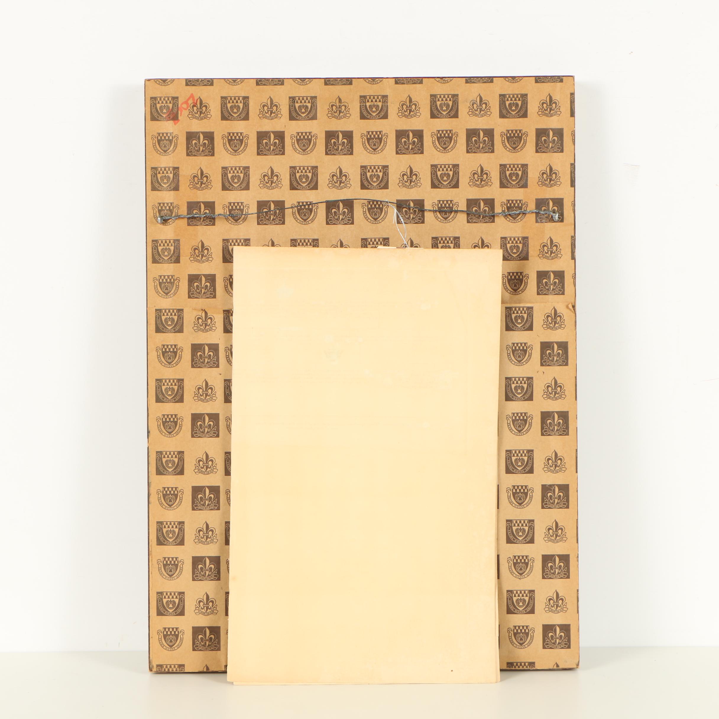 Harcourt Family Coat of Arms Hand Colored Engraving