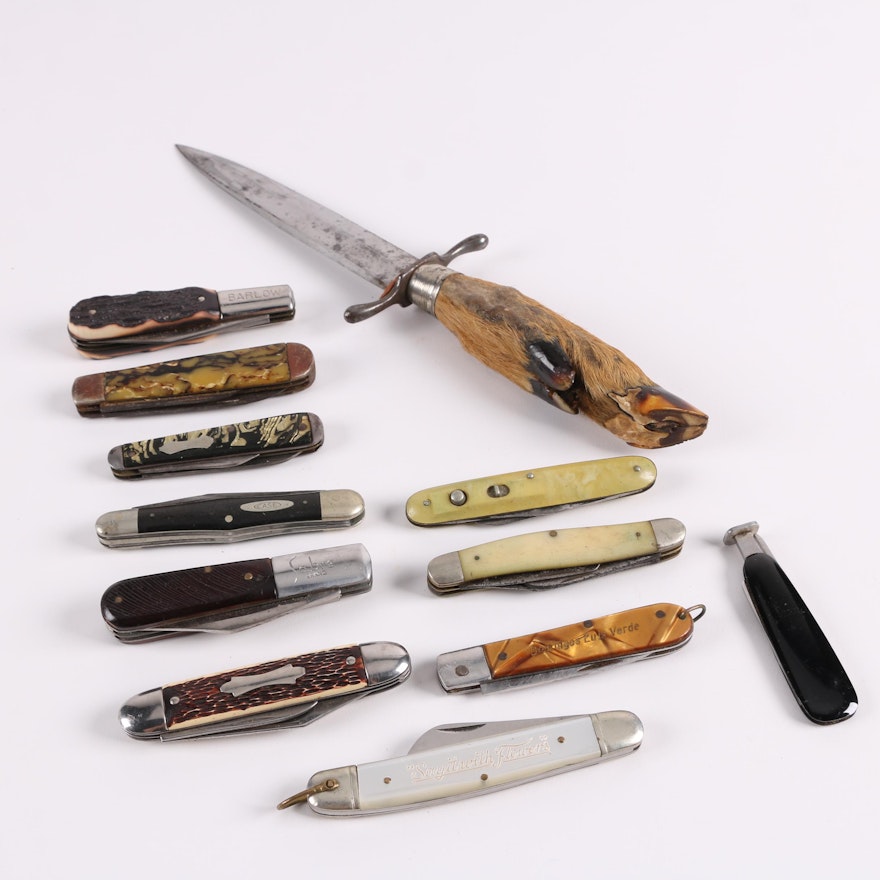 Vintage Pocketknives and Deer Hoof Hunting Knife