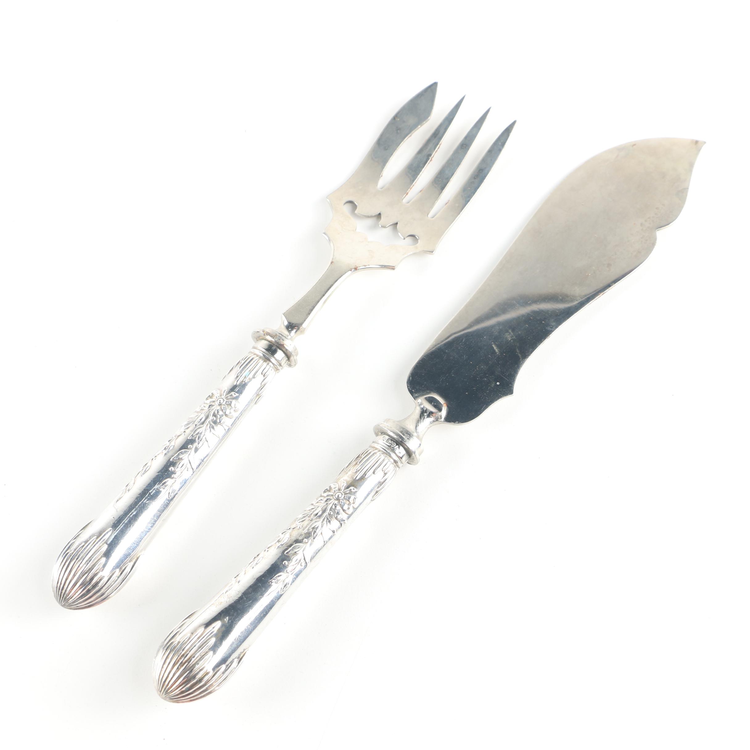 Franz Mosgau German 800 Silver Handled Fish Serving Set