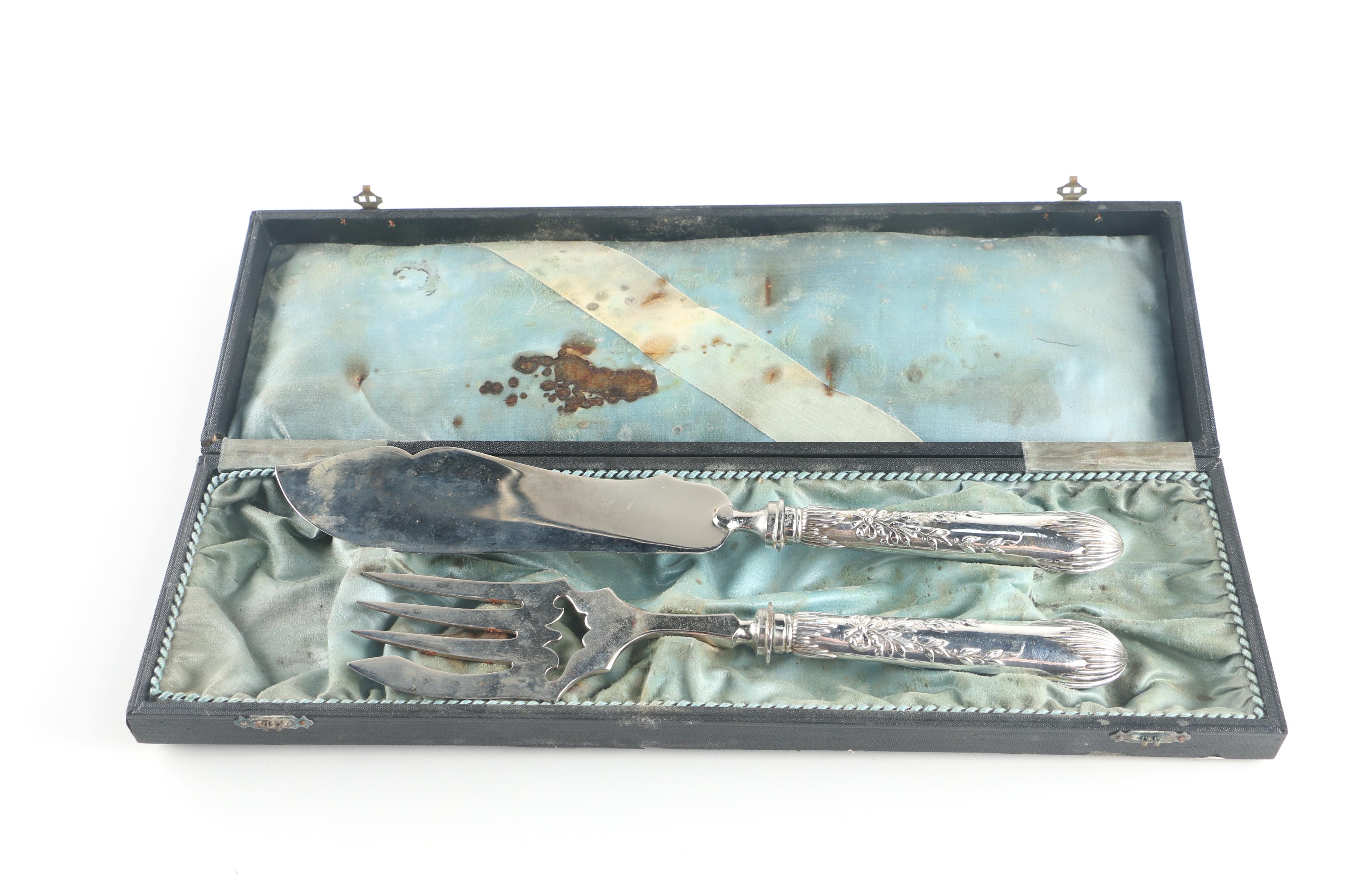 Franz Mosgau German 800 Silver Handled Fish Serving Set