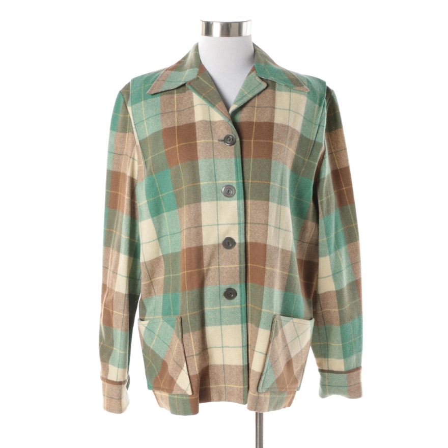 Women's Vintage Coddington Sportswear Plaid Wool Shirt Jacket