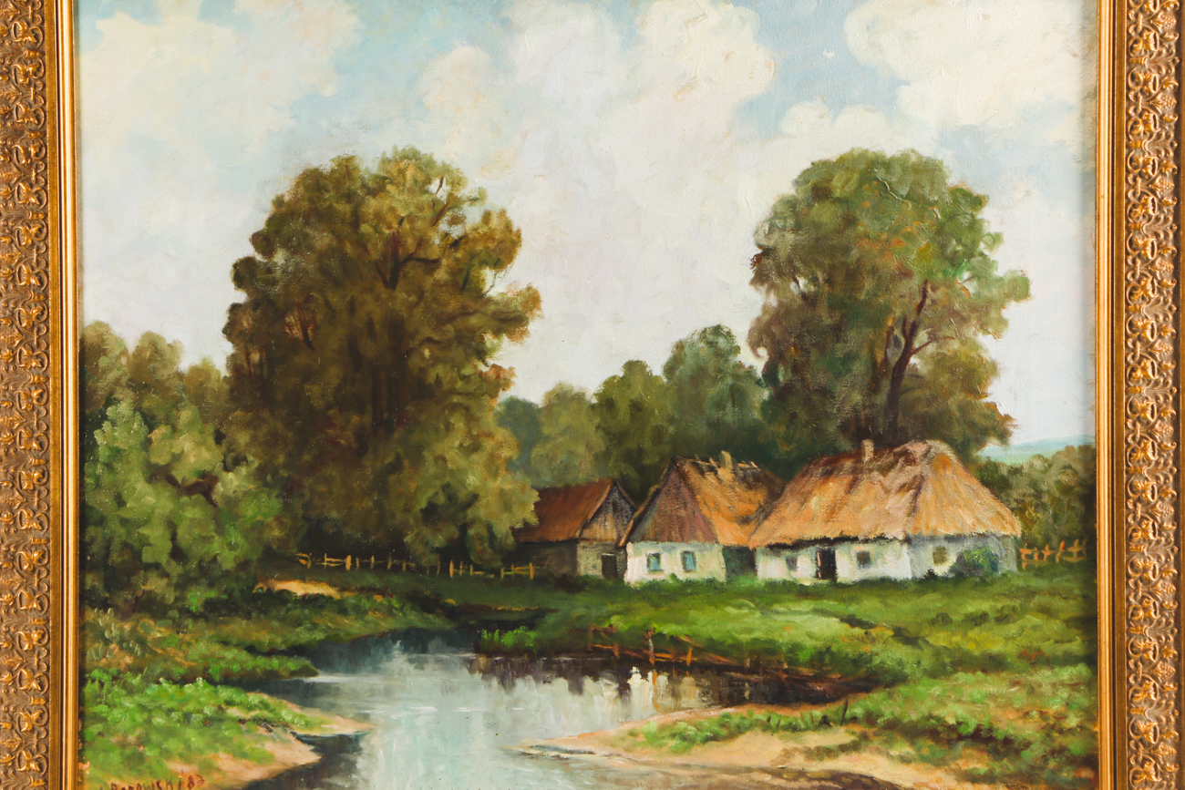 A. Borowski Original 1983 Oil on Canvas Landscape Painting