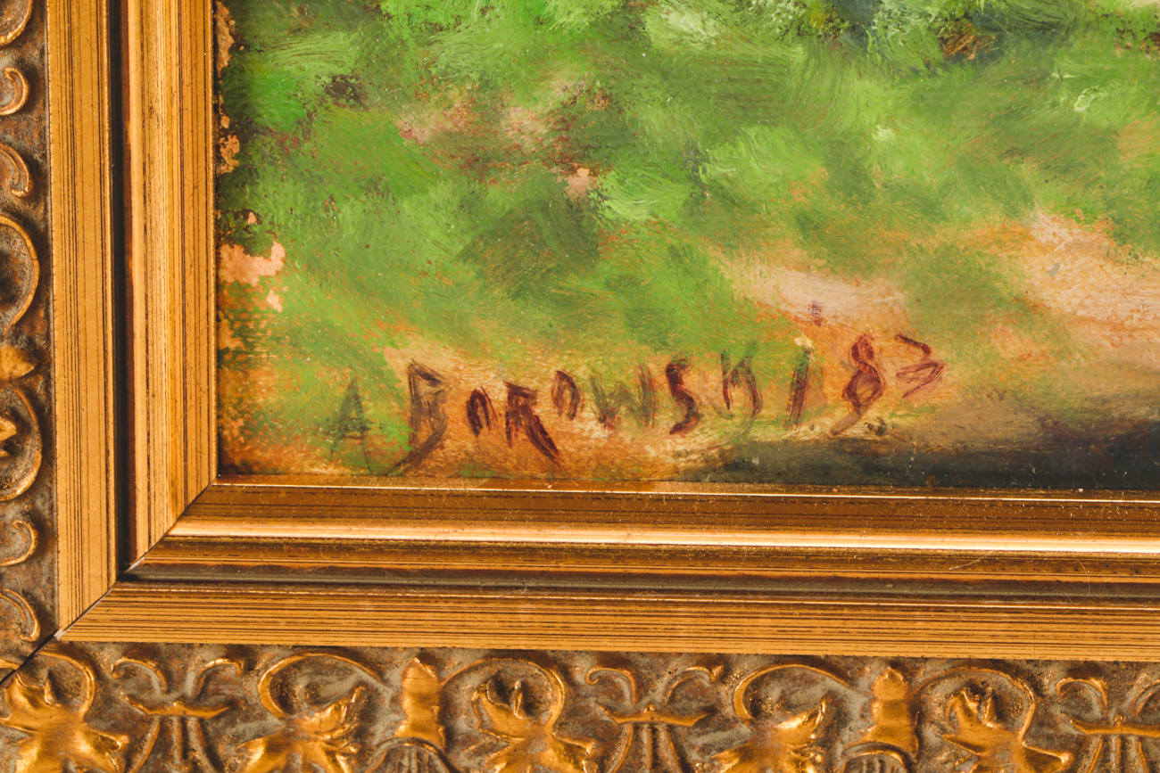 A. Borowski Original 1983 Oil on Canvas Landscape Painting