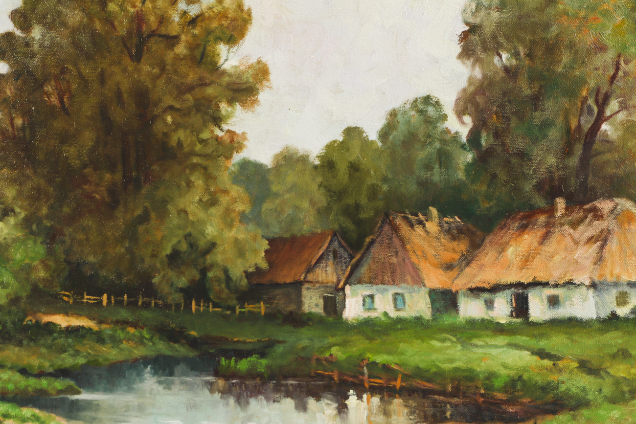 A. Borowski Original 1983 Oil on Canvas Landscape Painting