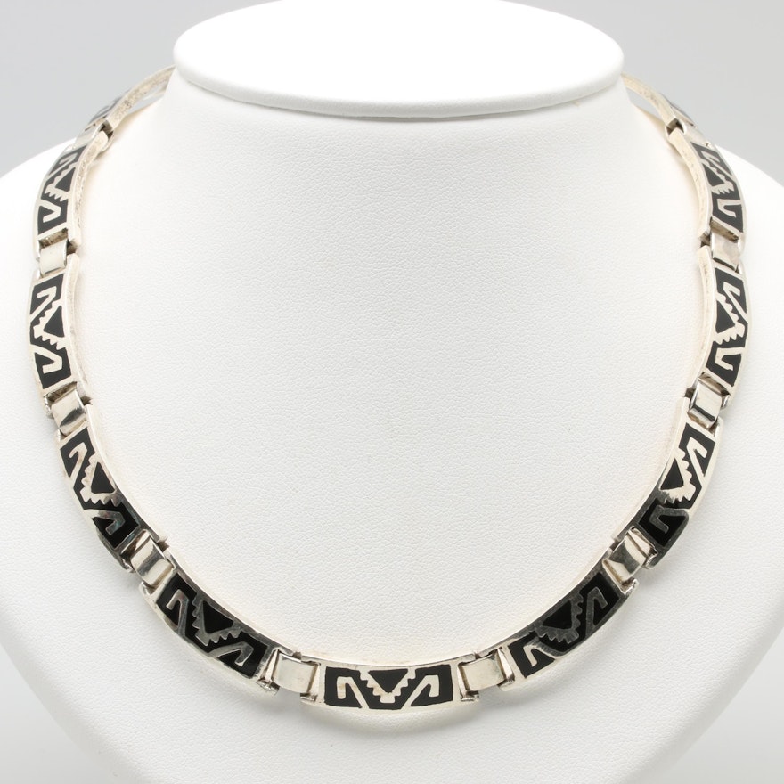 Mexican Made Sterling Silver Enamel Necklace