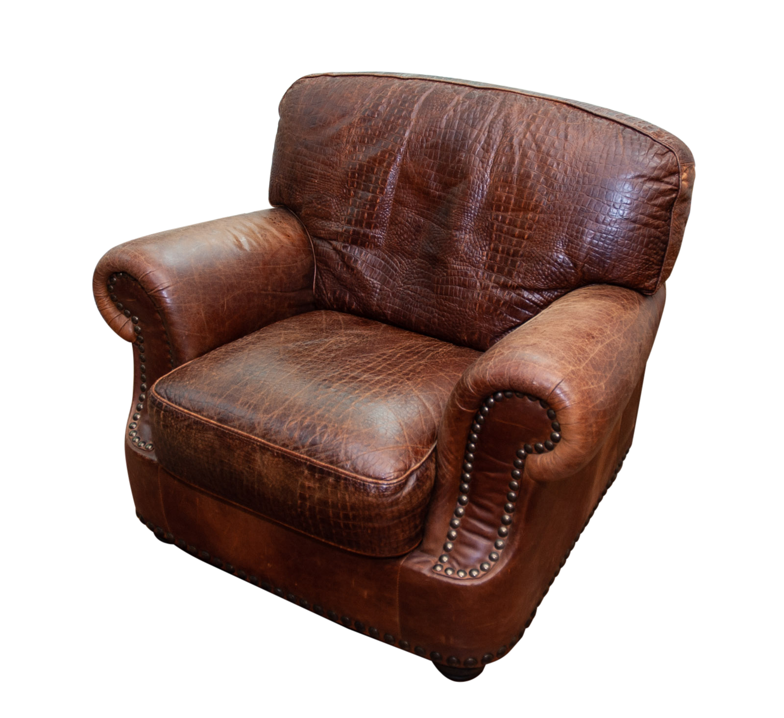 Alligator Style Embossed Leather Lounge chair