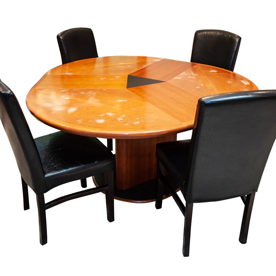 Skovby "Kirsebaer" Retactable-Top Dining Table and Four Side Chairs