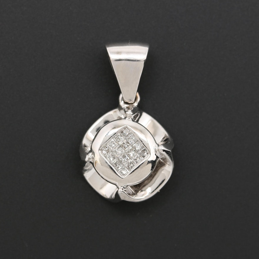 14K White Gold Diamond Pendant